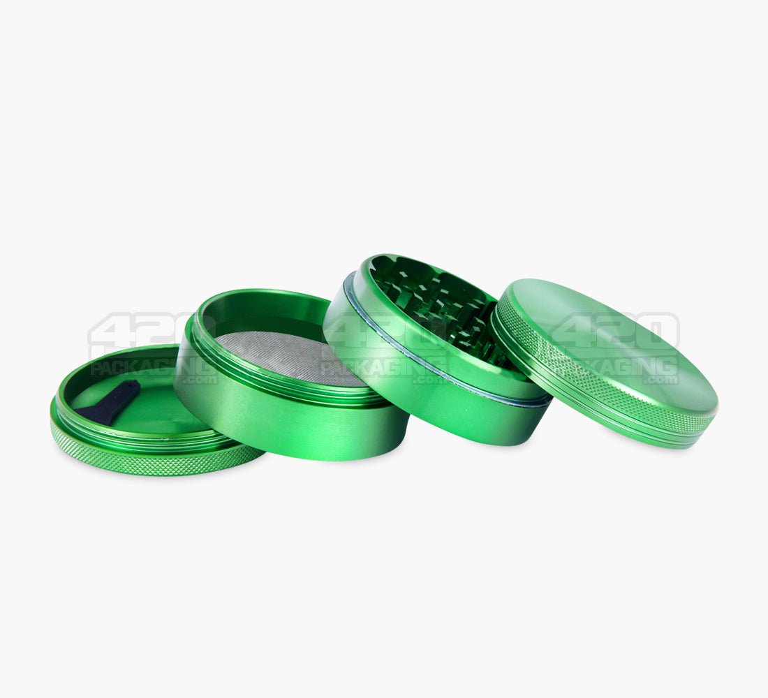 4 Piece 63mm Green Magnetic Metal Grinder w/ Catcher - 3