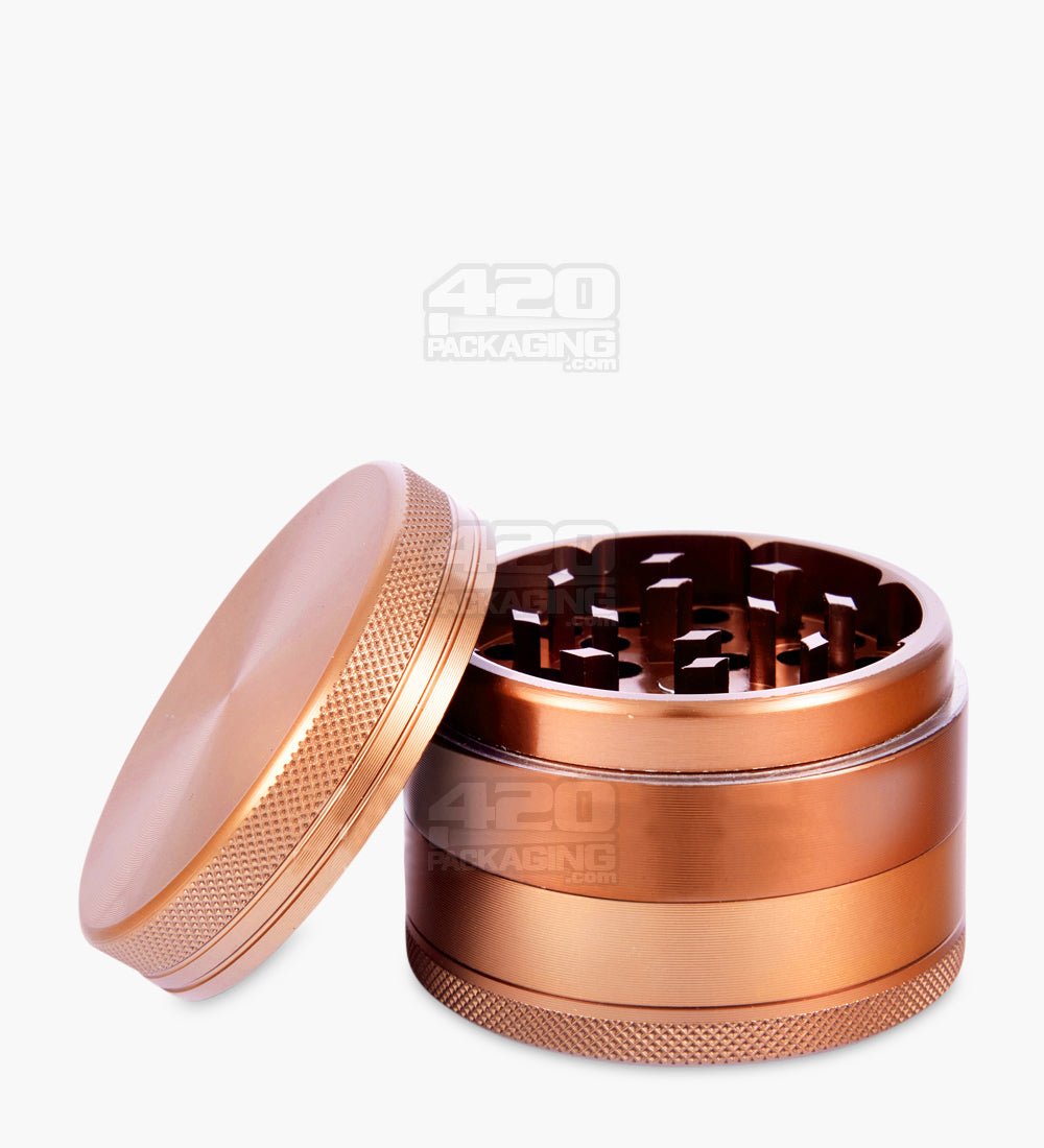 4 Piece 63mm Bronze CNC Aluminum Magnetic Metal Grinder w/ Catcher - 1