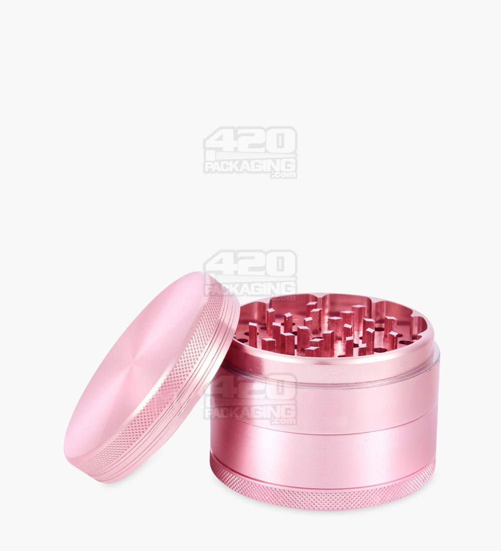 4 Piece 63mm Pink Magnetic Metal Grinder w/ Catcher - 1