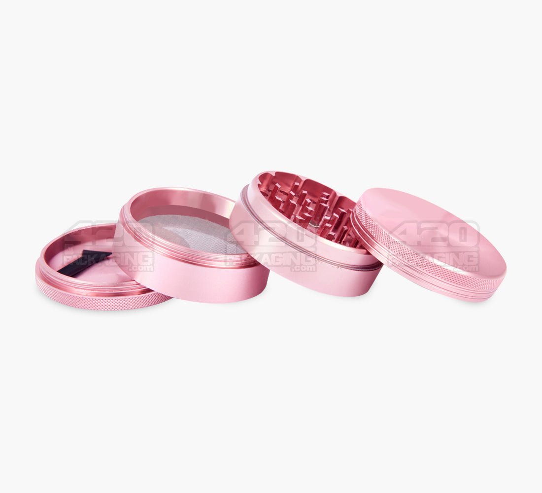 4 Piece 63mm Pink Magnetic Metal Grinder w/ Catcher - 3