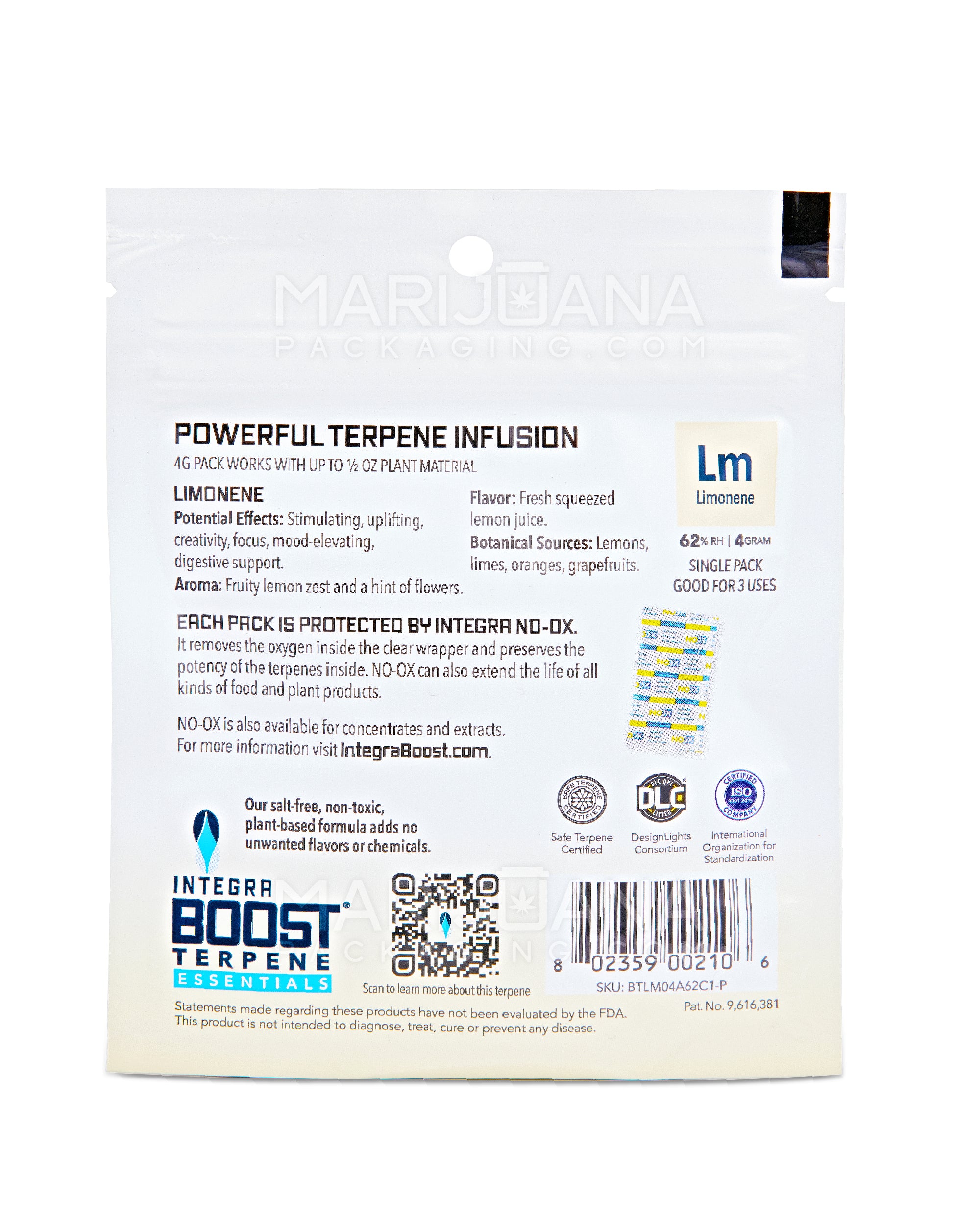 INTEGRA | 'Retail Display' Boost Terpene Essentials Limonene Humidity Pack | 4 Grams - 62% - 48 Count - 3