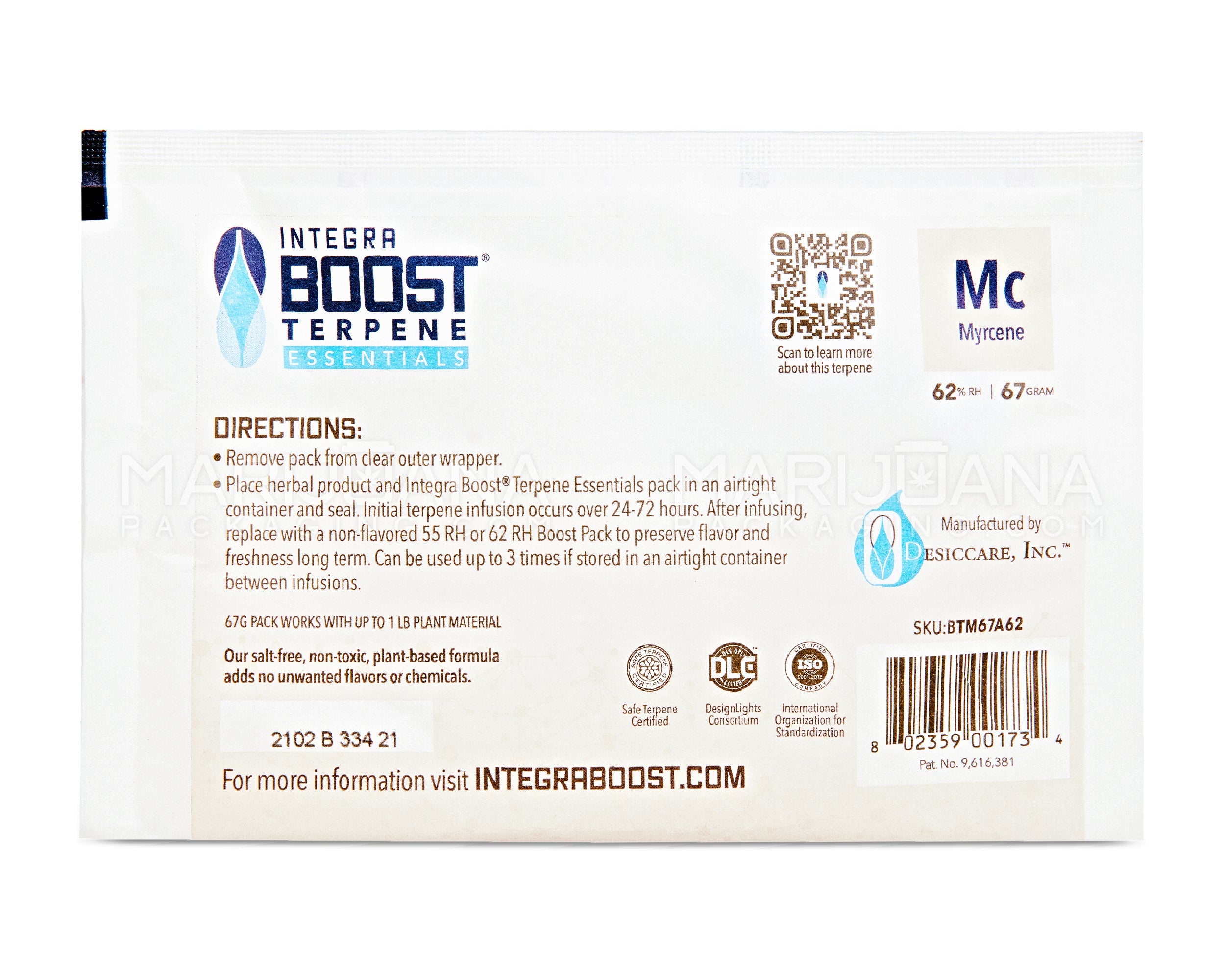INTEGRA Boost Terpene Essentials Myrcene Humidity Pack | 67 Grams - 62% | Sample - 2