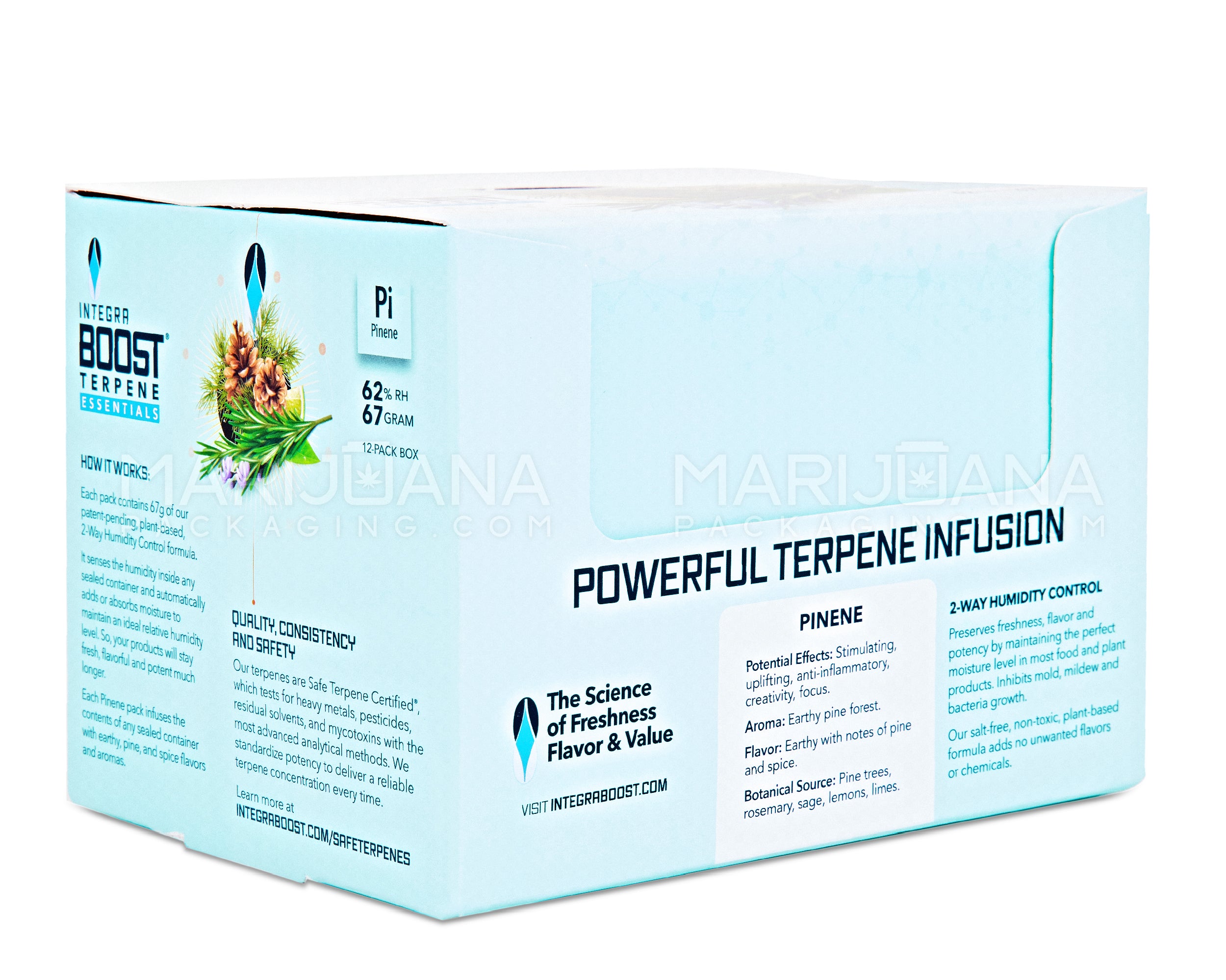 INTEGRA | 'Retail Display' Boost Terpene Essentials Pinene Humidity Pack | 67 Grams - 62% - 12 Count - 5