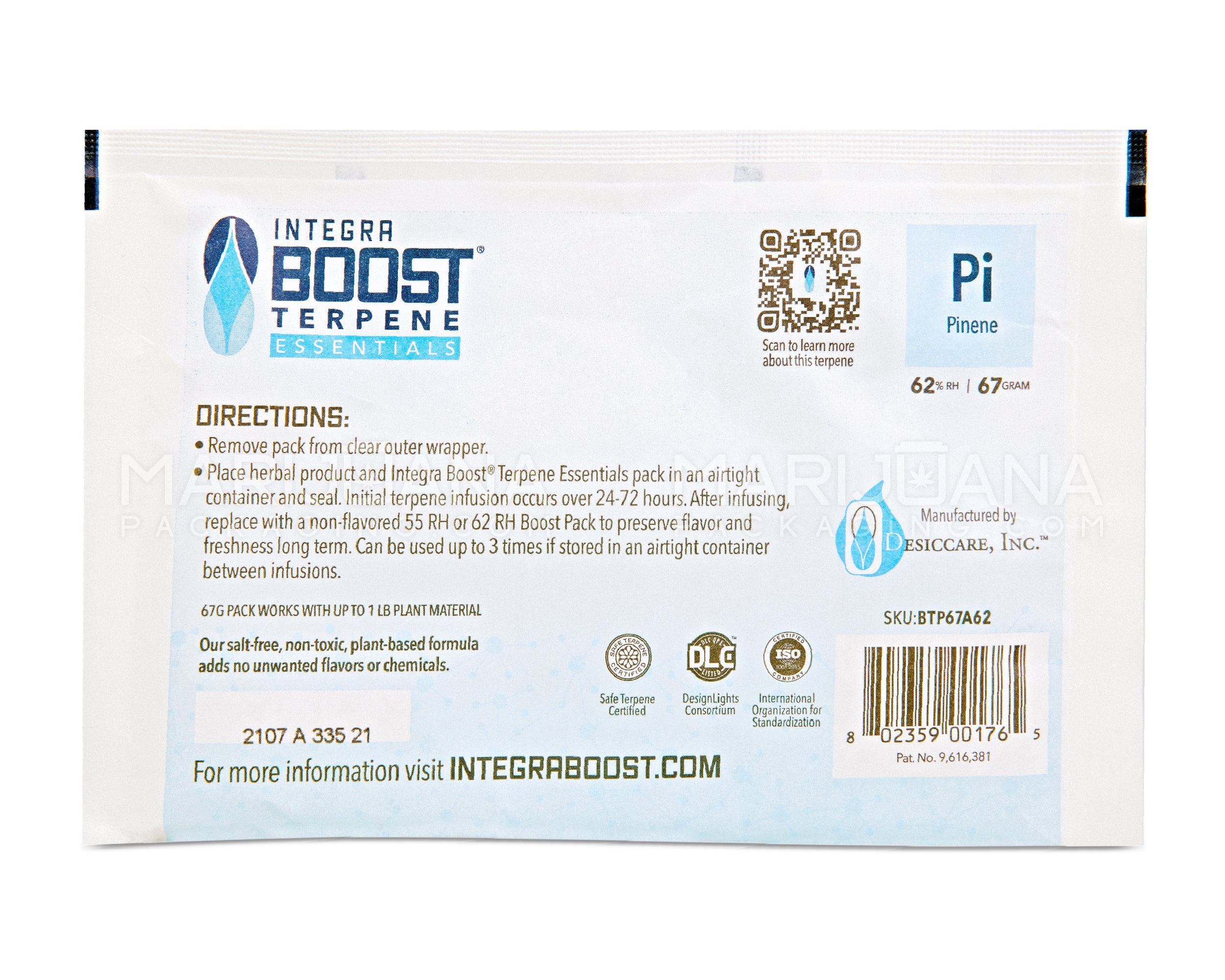 INTEGRA Boost Terpene Essentials Pinene Humidity Pack | 67 Grams - 62% | Sample - 2