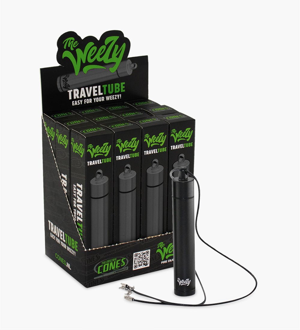 115mm Black The Weezy Aluminum Travel Tube With Lanyard Display 12/Box - 1