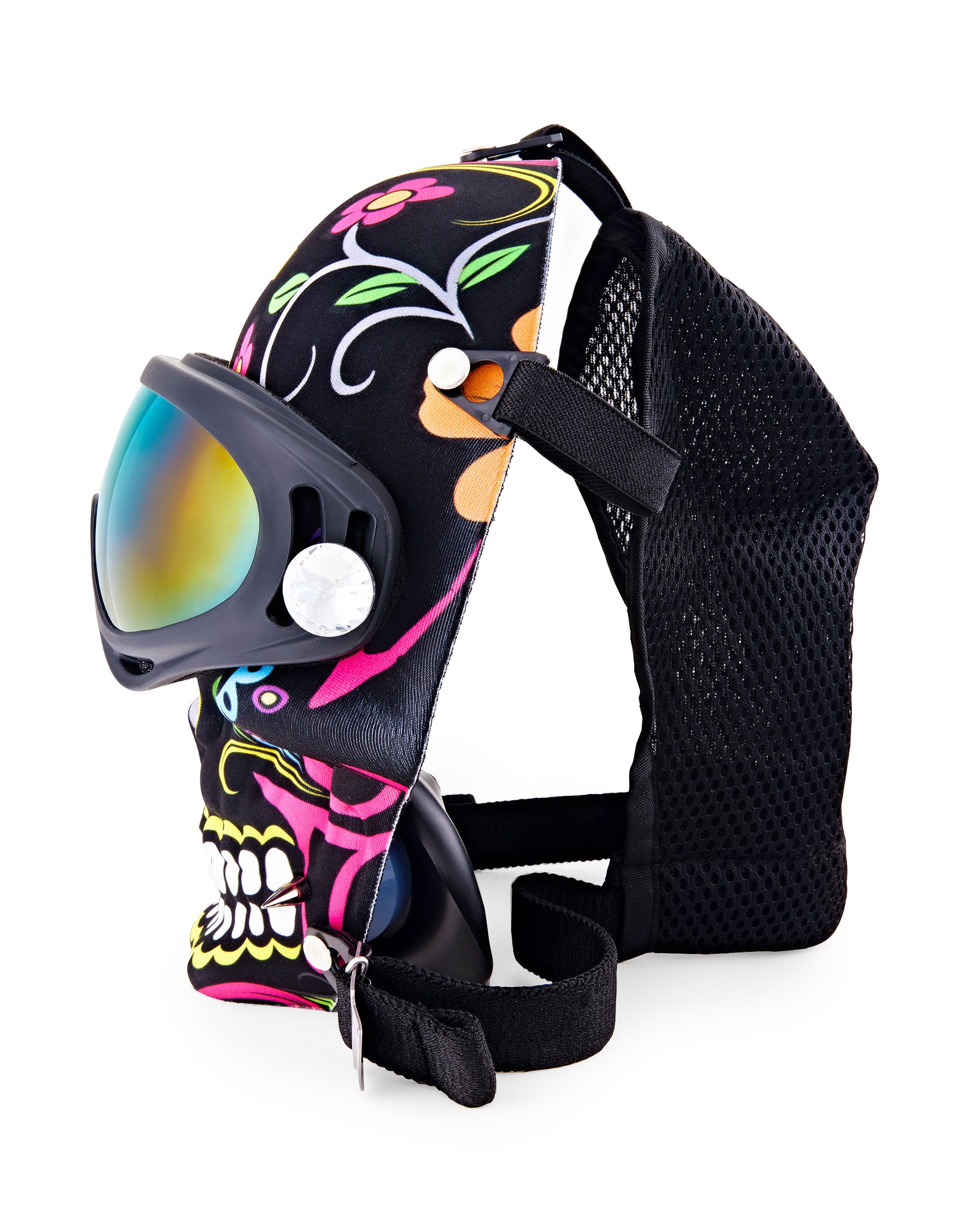 Sugar Skull Gas Mask Acrylic Water Pipe | 9in Tall - Grommet Bowl - Assorted