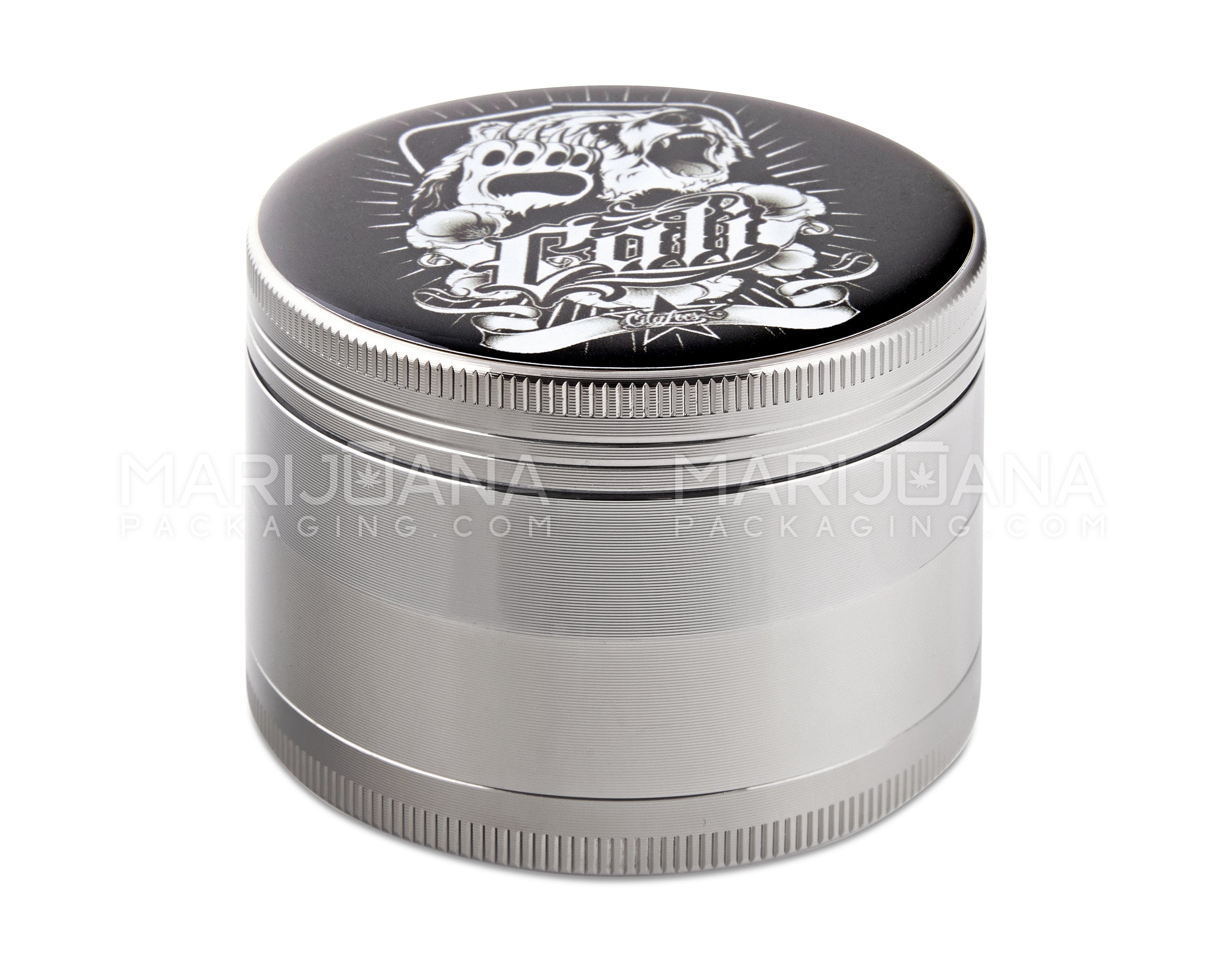 Cali Bear Magnetic Metal Grinder w/ Catcher | 4 Piece - 63mm - Silver