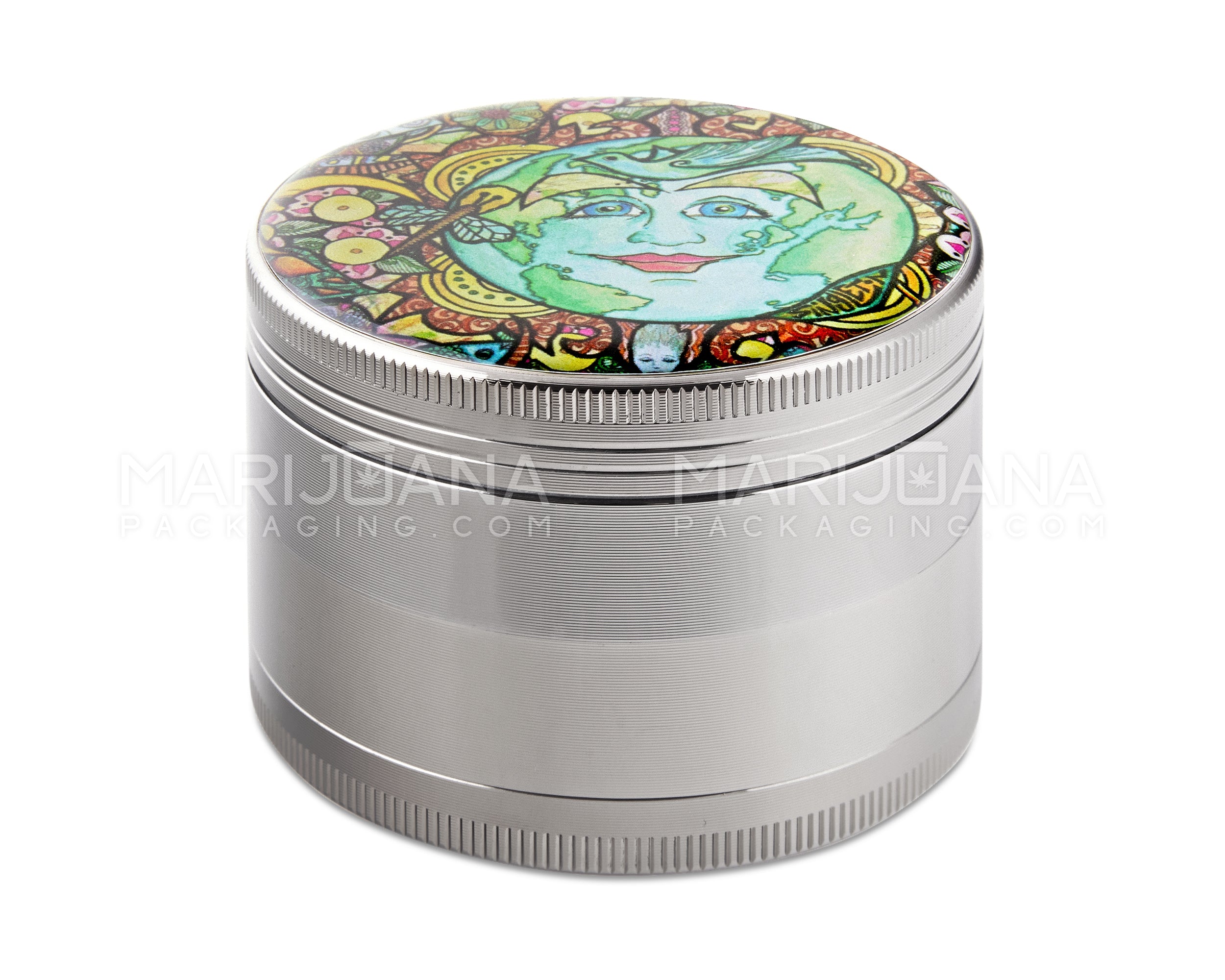 Earth Day Magnetic Metal Grinder w/ Catcher | 4 Piece - 63mm - Silver