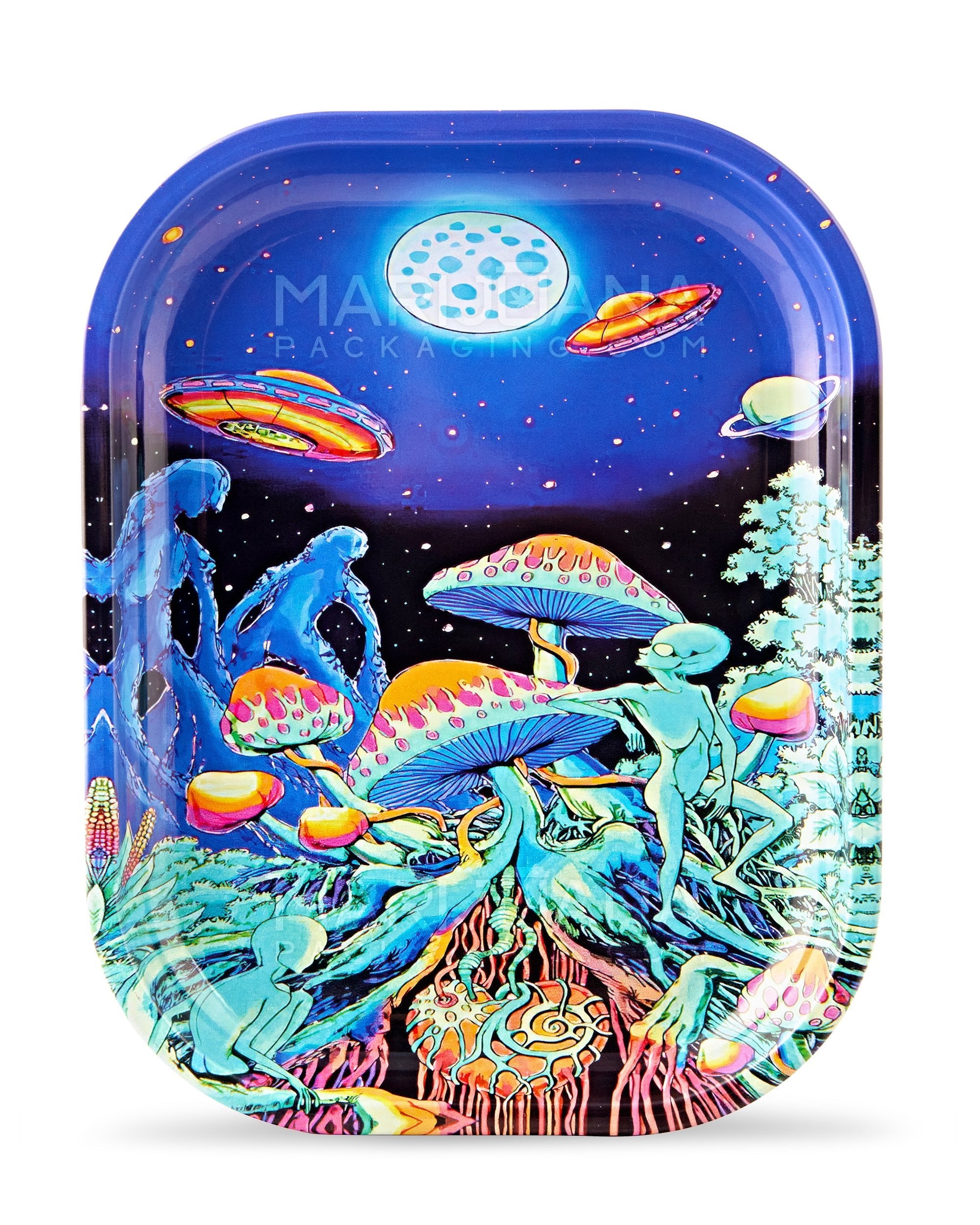 Space Mushroom Rolling Tray w/ Magnetic Cover | 7in x 5.5in - Mini - Metal - 3