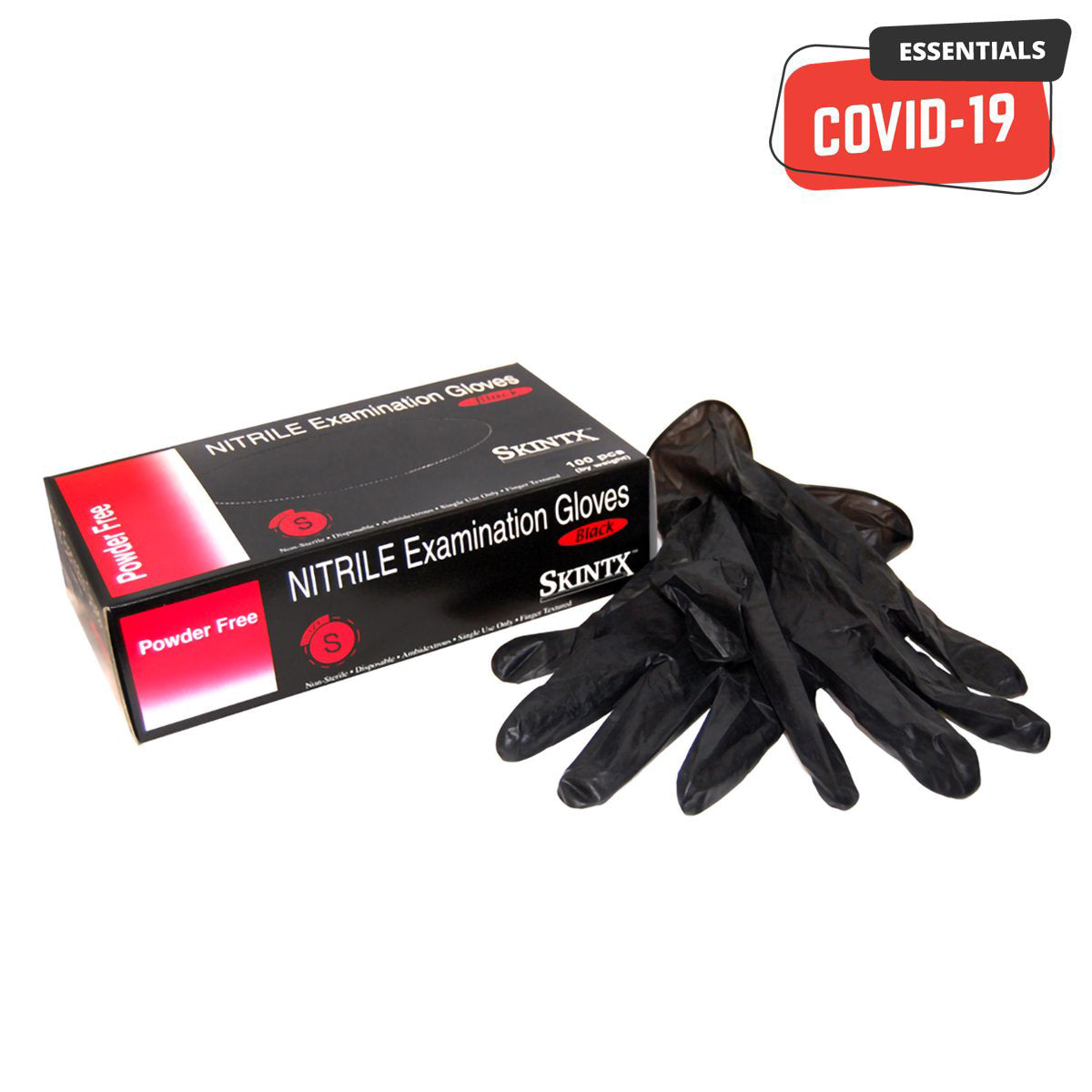 SKINTX | Powder-Free Disposable Gloves | Black - Nitrile - 100 Count - 5