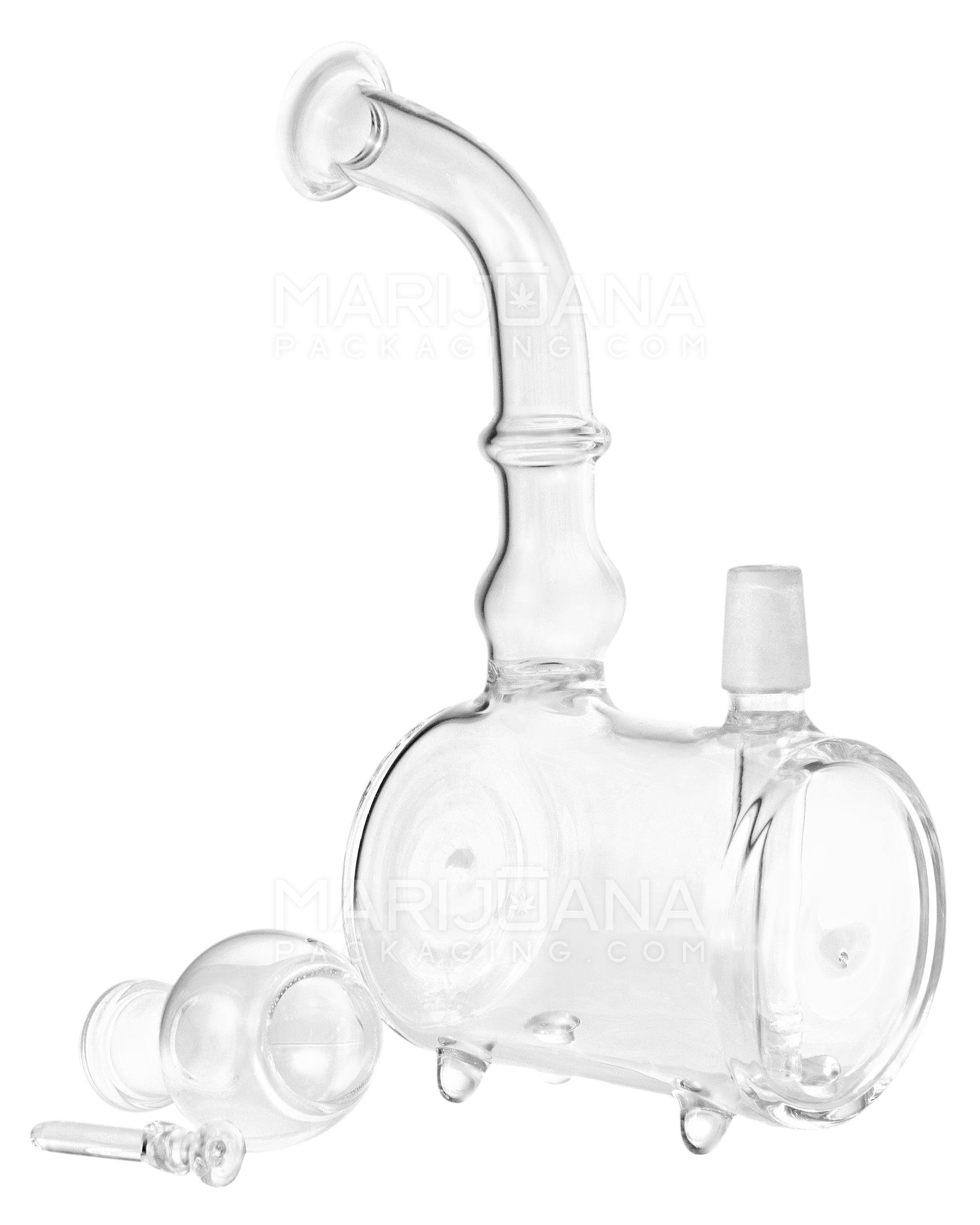 Bent Neck Barrel Glass Dab Rig | 6in Tall - 14mm Dome & Nail - Clear - 2