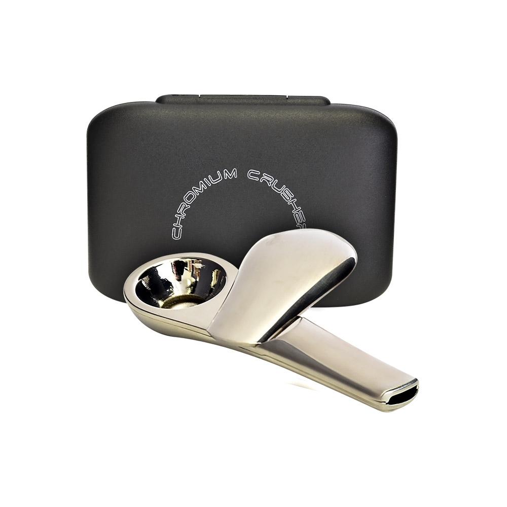 Swivel Lid Magnetic Spoon Hand Pipe w/ Carrying Case | 3.5in Long - Aluminum - Assorted - 1