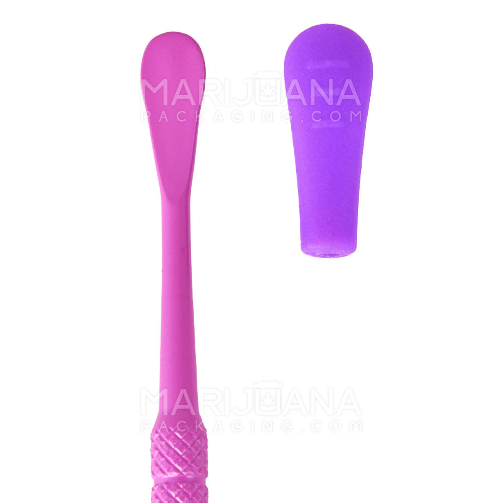 Stainless Steel Scoop & Pointed Dab Tool w/ Silicone Tip | 5in Long - Metal - Purple - 3