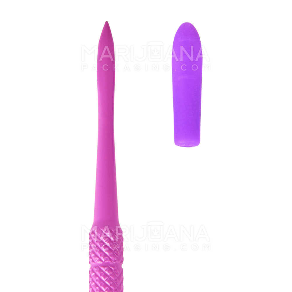 Stainless Steel Scoop & Pointed Dab Tool w/ Silicone Tip | 5in Long - Metal - Purple - 4