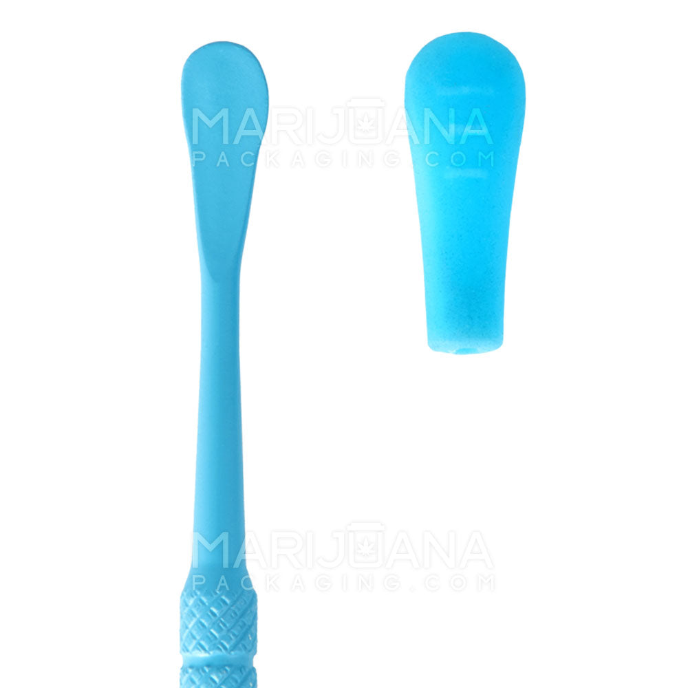 Stainless Steel Scoop & Pointed Dab Tool w/ Silicone Tip | 5in Long - Metal - Blue - 3