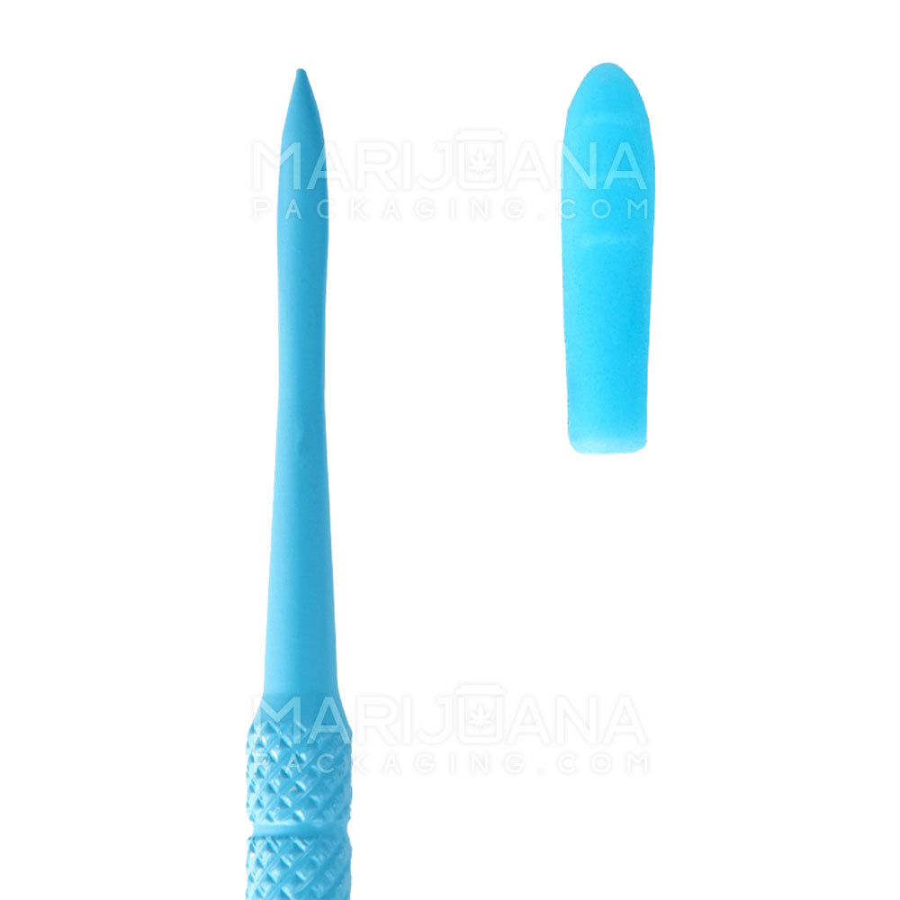 Stainless Steel Scoop & Pointed Dab Tool w/ Silicone Tip | 5in Long - Metal - Blue - 4