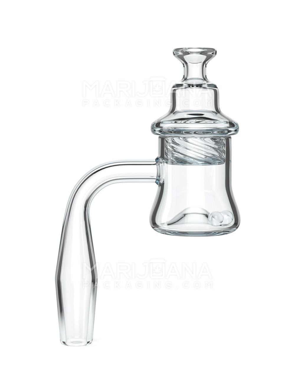 Thick 4mm Quartz Banger Kit w/ Bell Spinner Carb Cap & 2 Pearls | 14mm - 90 Degree - Male - 1