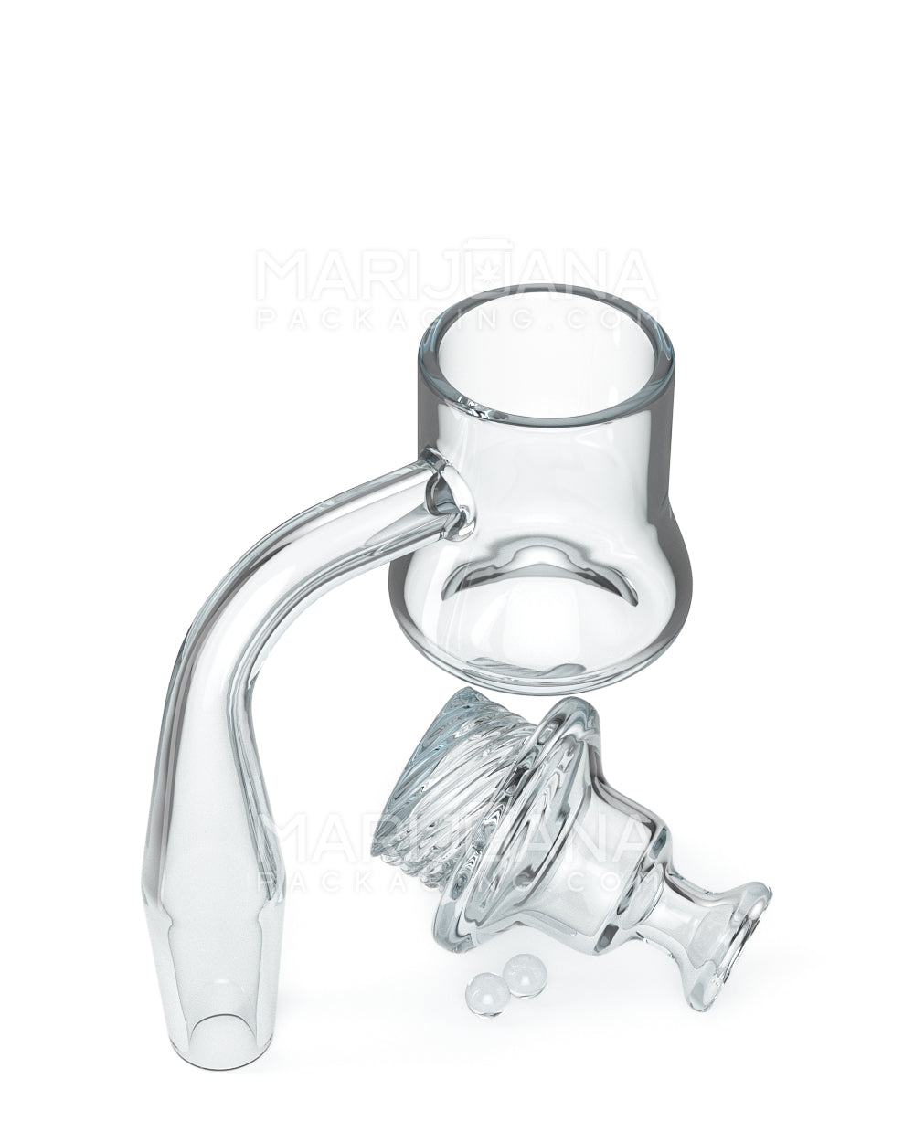 Thick 4mm Quartz Banger Kit w/ Bell Spinner Carb Cap & 2 Pearls | 14mm - 90 Degree - Male - 4