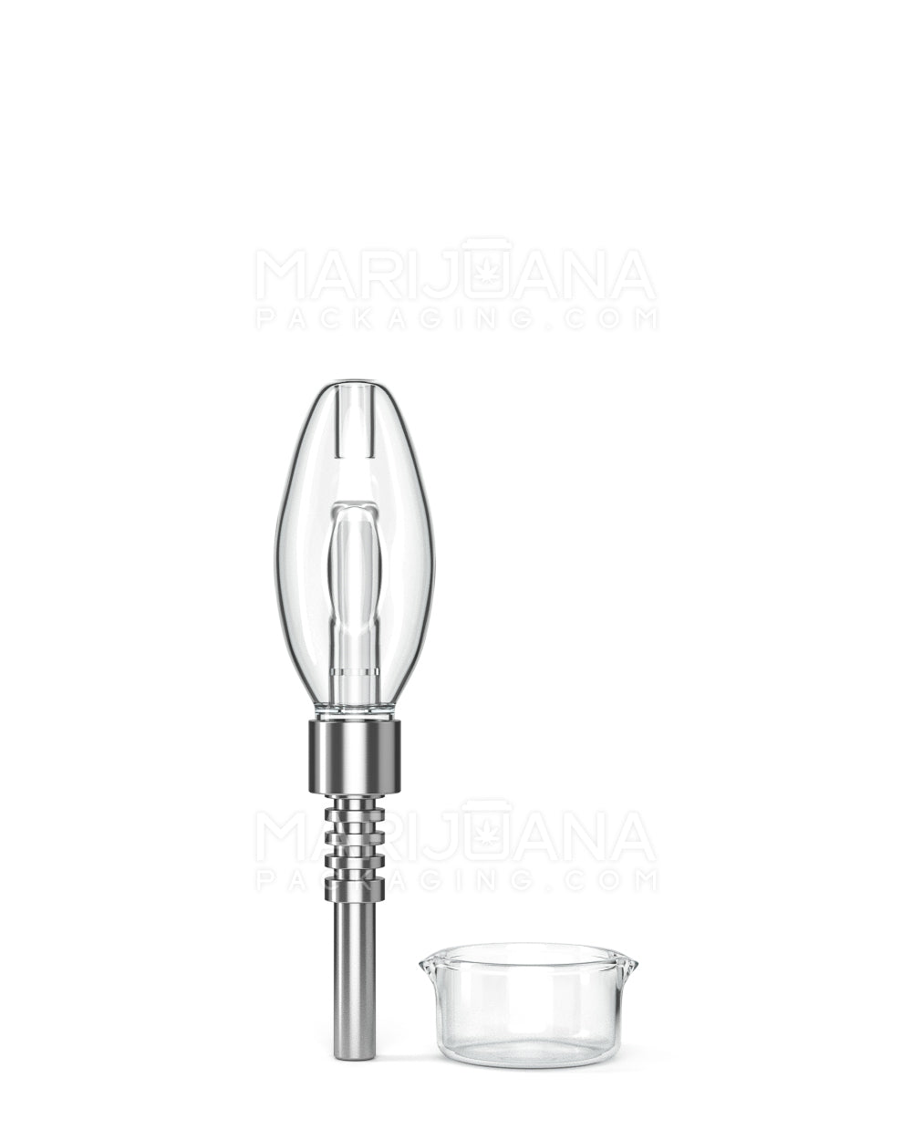 Nectar Collector Dab Pipe w/ Titanium Tip | 5.5in Long - 14mm Attachment - Clear - 1