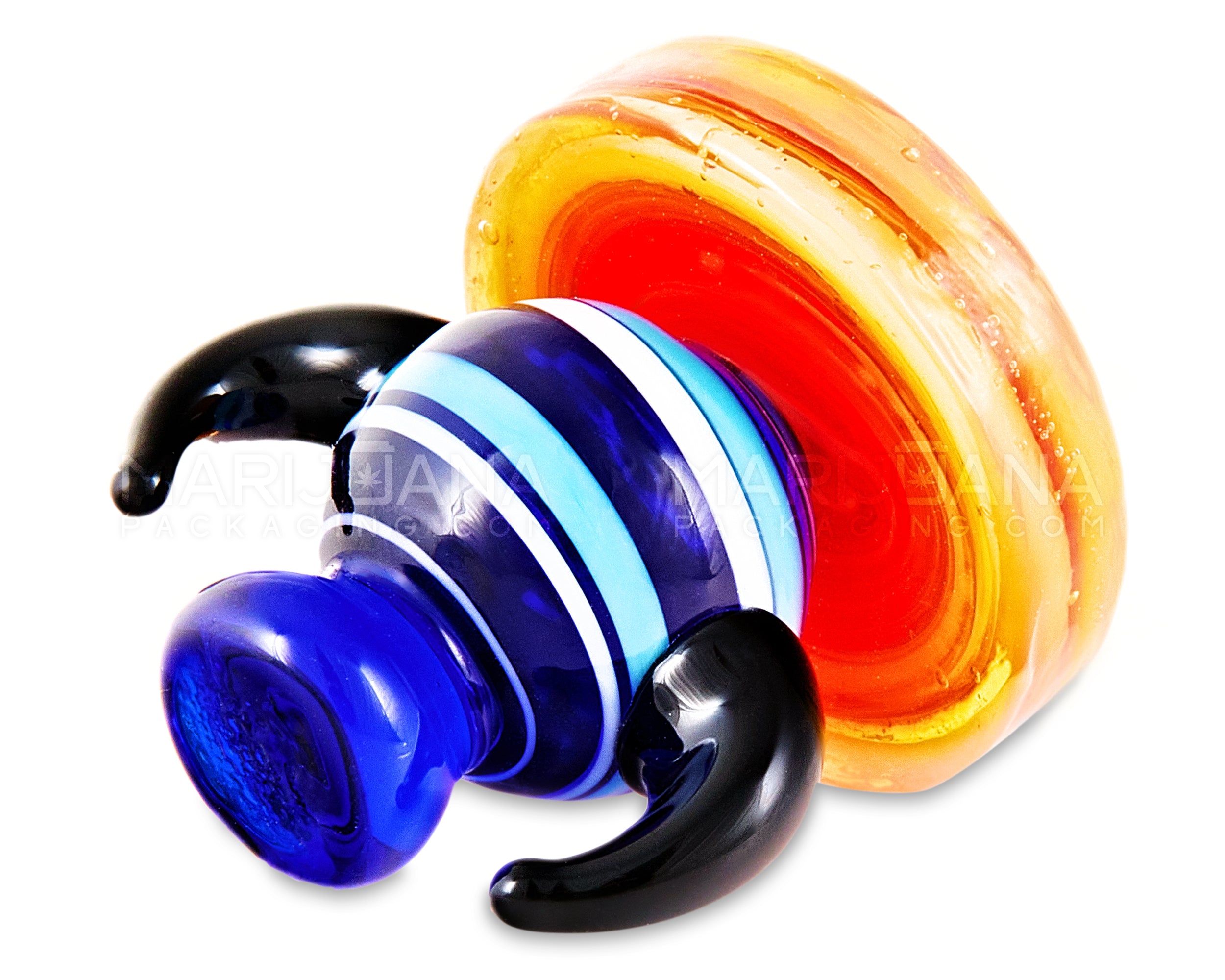 Double Horn Wig Wag Flat Carb Cap | 25mm - Glass - Assorted - 2