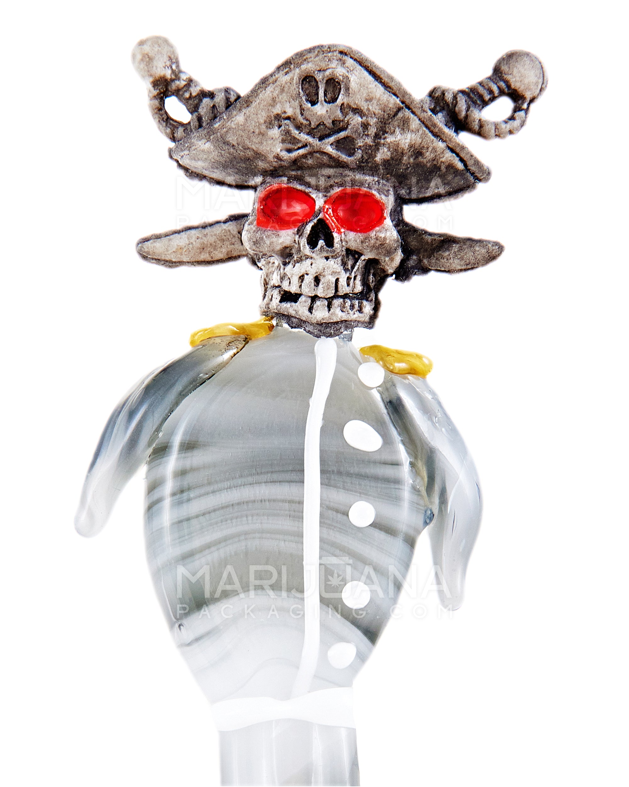 Heady | Pirate Skull Pointed Dab Tool w/ Double Horns | 5in Long - Glass - Assorted - 3