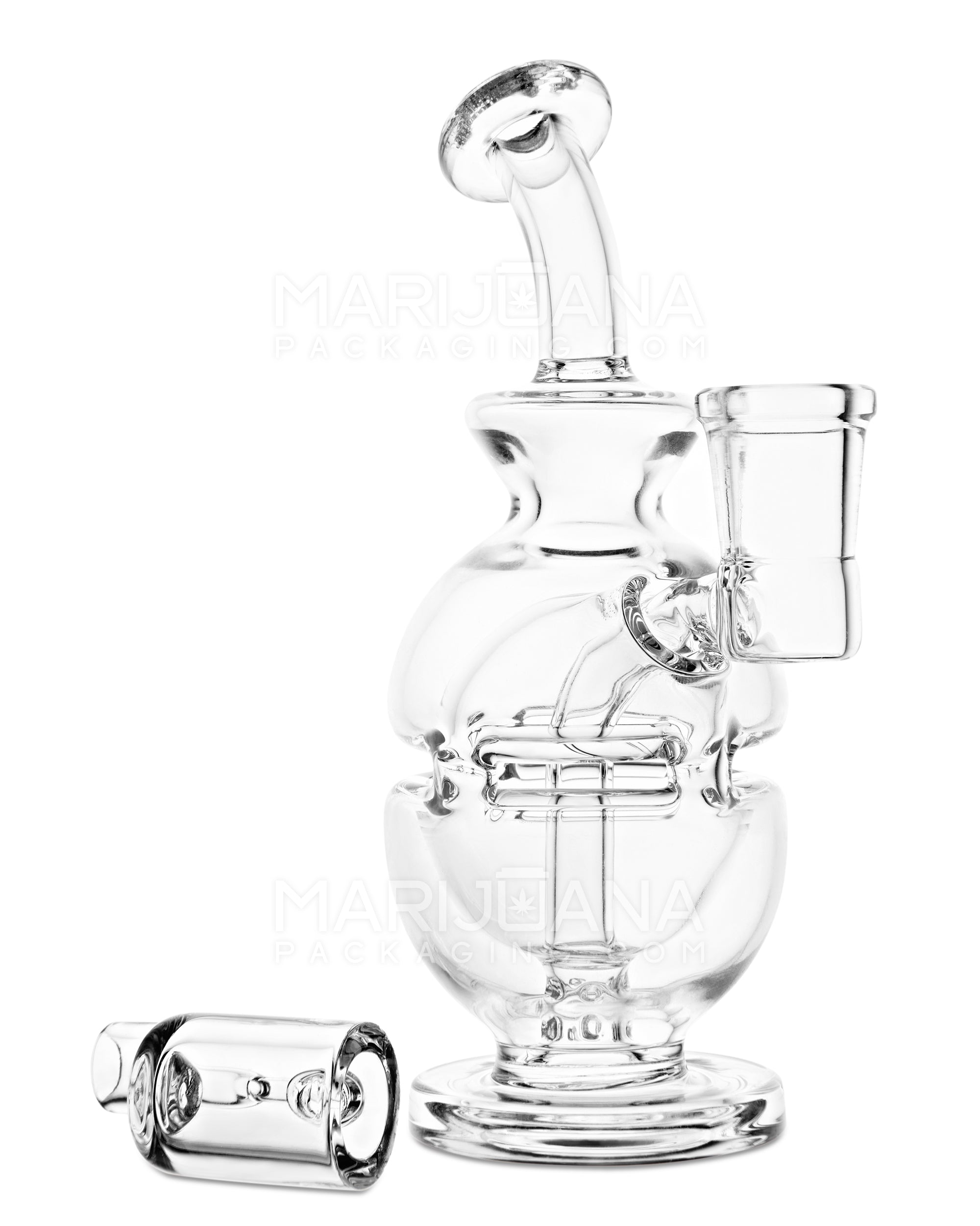 Bent Neck Glass Faberge Egg Dab Rig w/ Thick Base | 6in Tall - 14mm Banger - Clear - 2