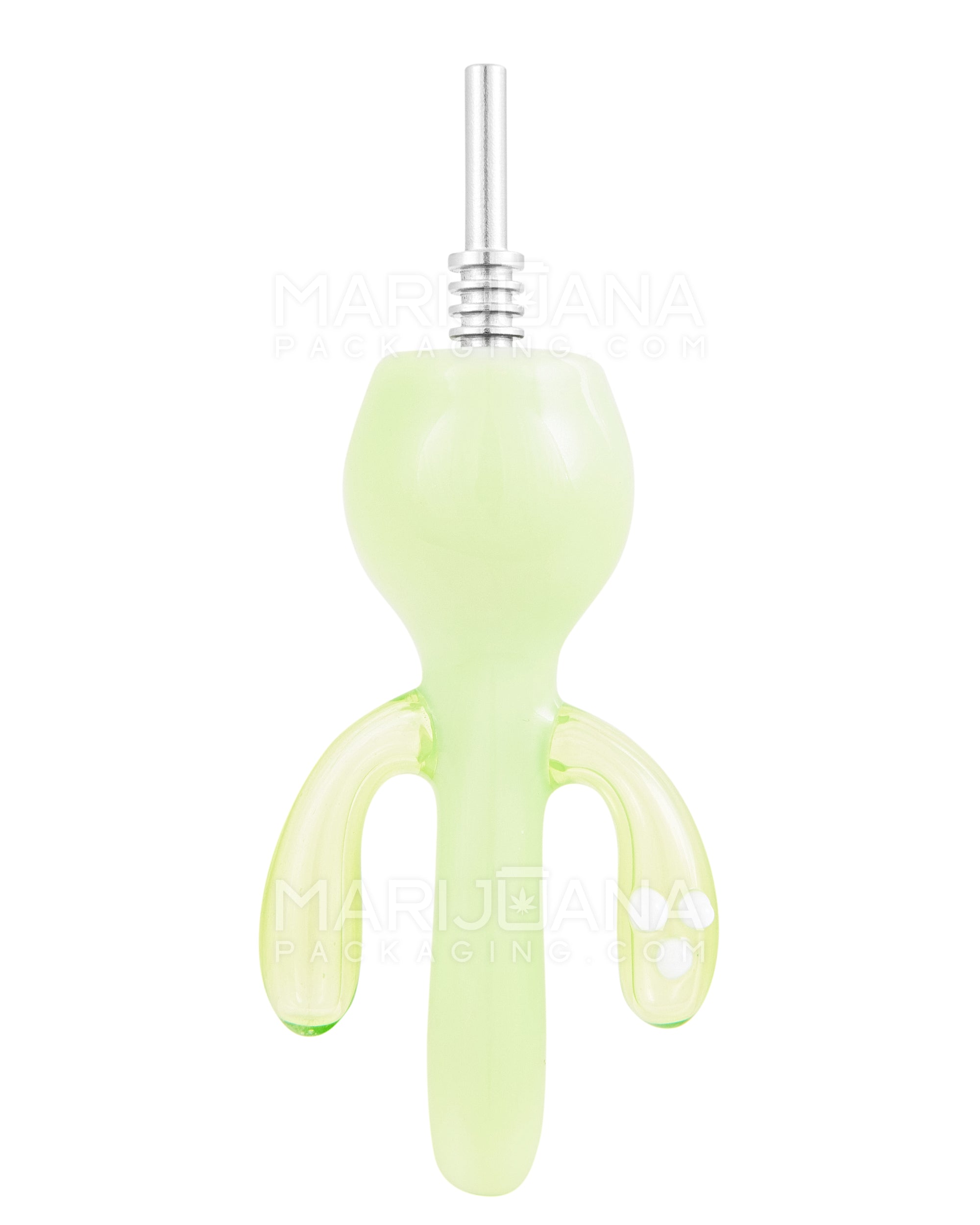 Cactus Nectar Collector Dab Pipe w/ Titanium Tip | 6in Long - 10mm Attachment - Green - 1