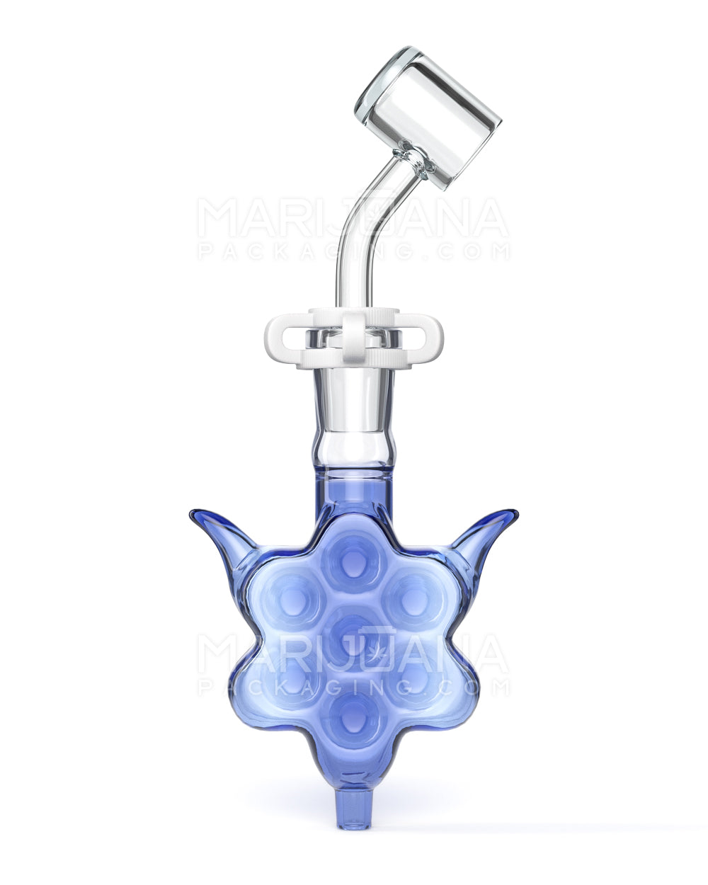 Horned Honeycomb Glass Nectar Collector w/ Banger Nail | 4in Long - 14mm Attachment - Blue - 1
