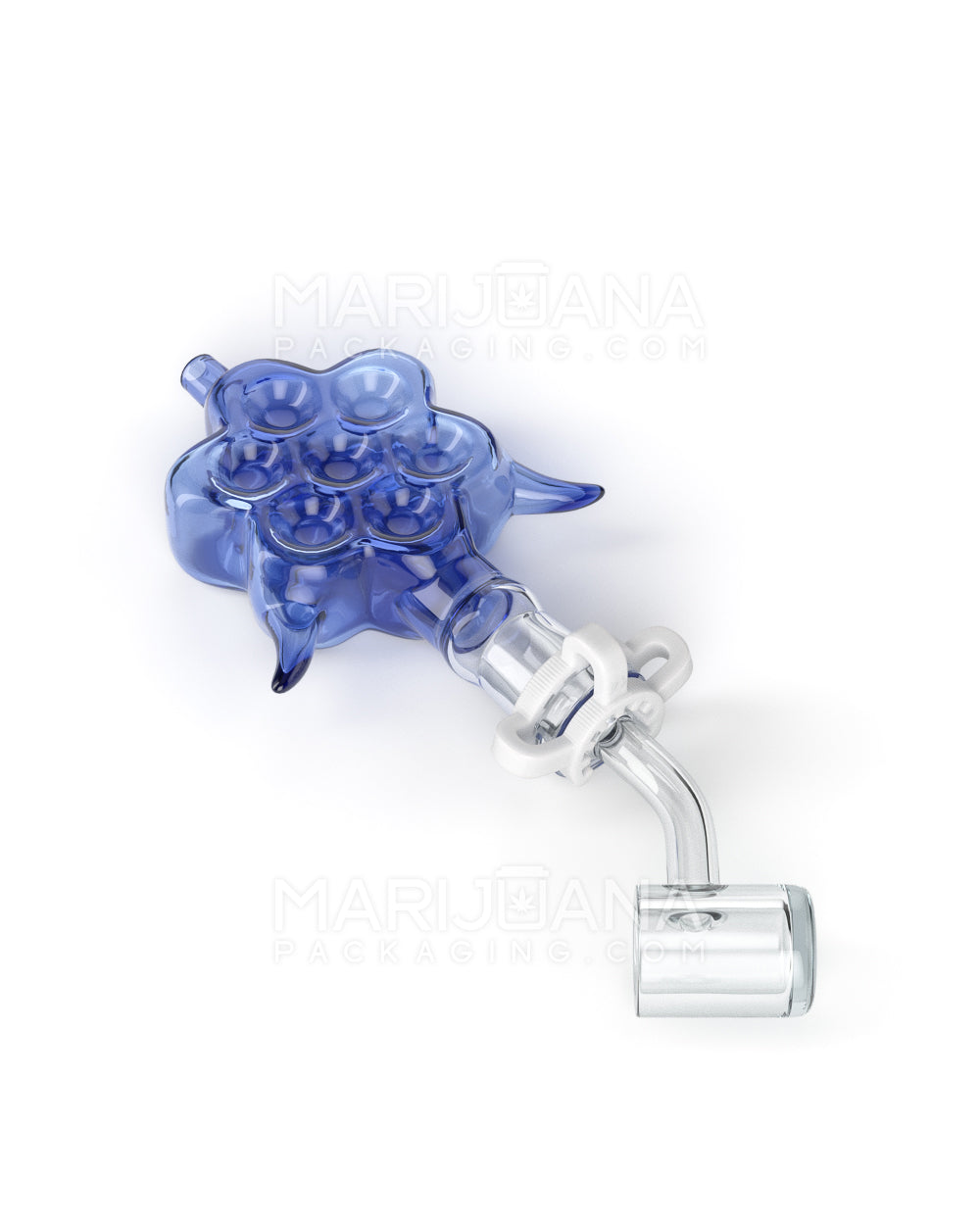 Horned Honeycomb Glass Nectar Collector w/ Banger Nail | 4in Long - 14mm Attachment - Blue - 5