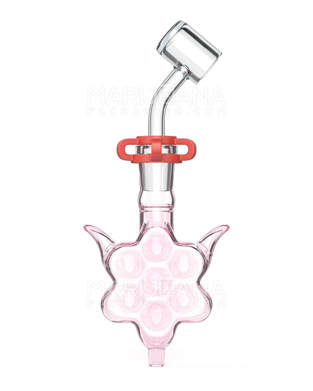 Horned Honeycomb Glass Nectar Collector w/ Banger Nail | 4in Long - 14mm Attachment - Pink - 1