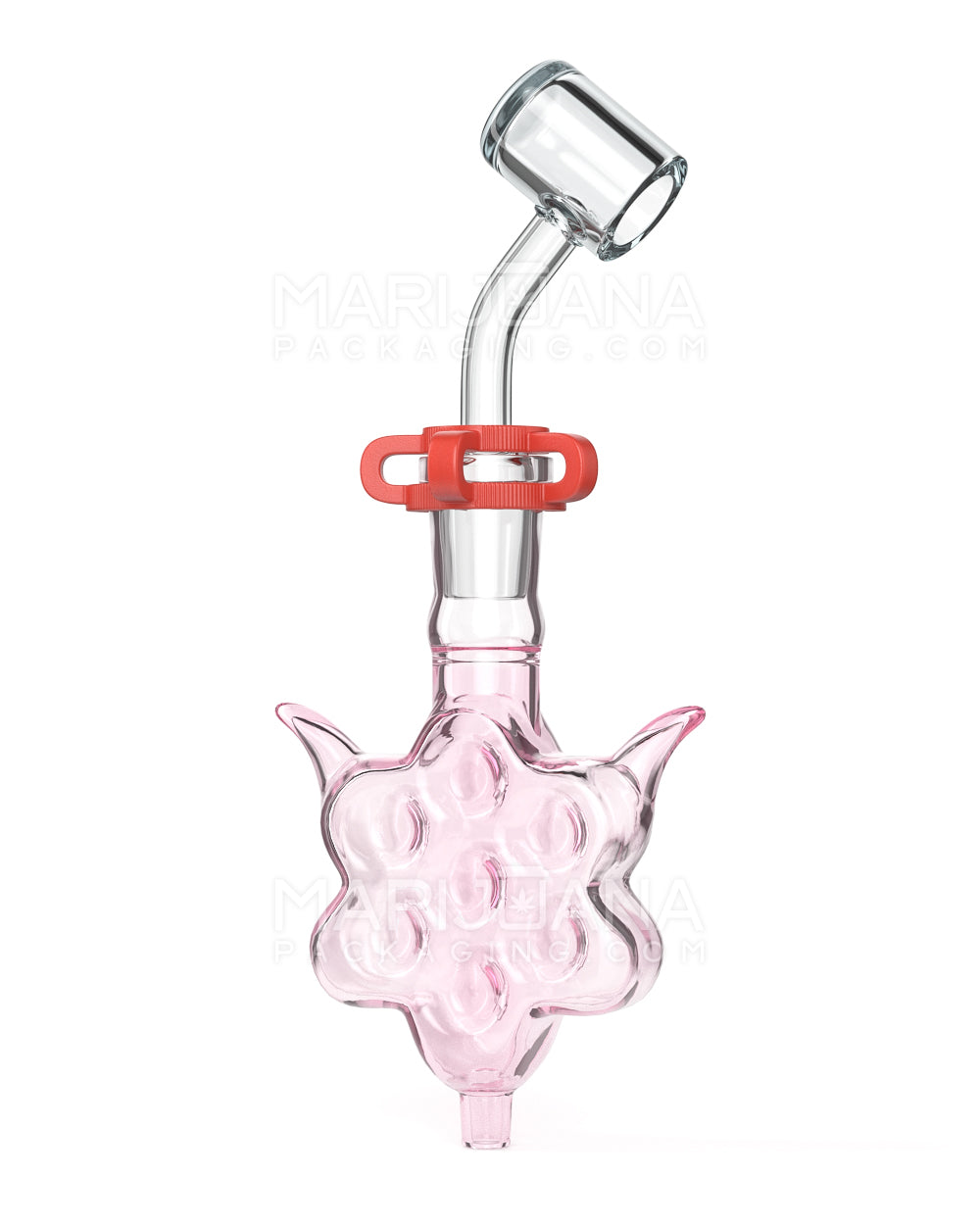 Horned Honeycomb Glass Nectar Collector w/ Banger Nail | 4in Long - 14mm Attachment - Pink - 2