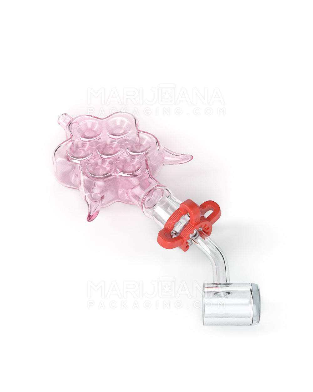 Horned Honeycomb Glass Nectar Collector w/ Banger Nail | 4in Long - 14mm Attachment - Pink - 5