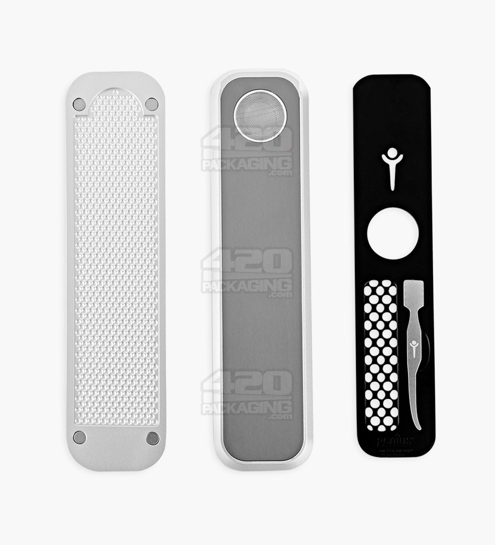 Genius Pipe x V-SYNDICATE Magnetic Slider Water-Free Dab Rig | 6in Long - Metal - Silver - 9