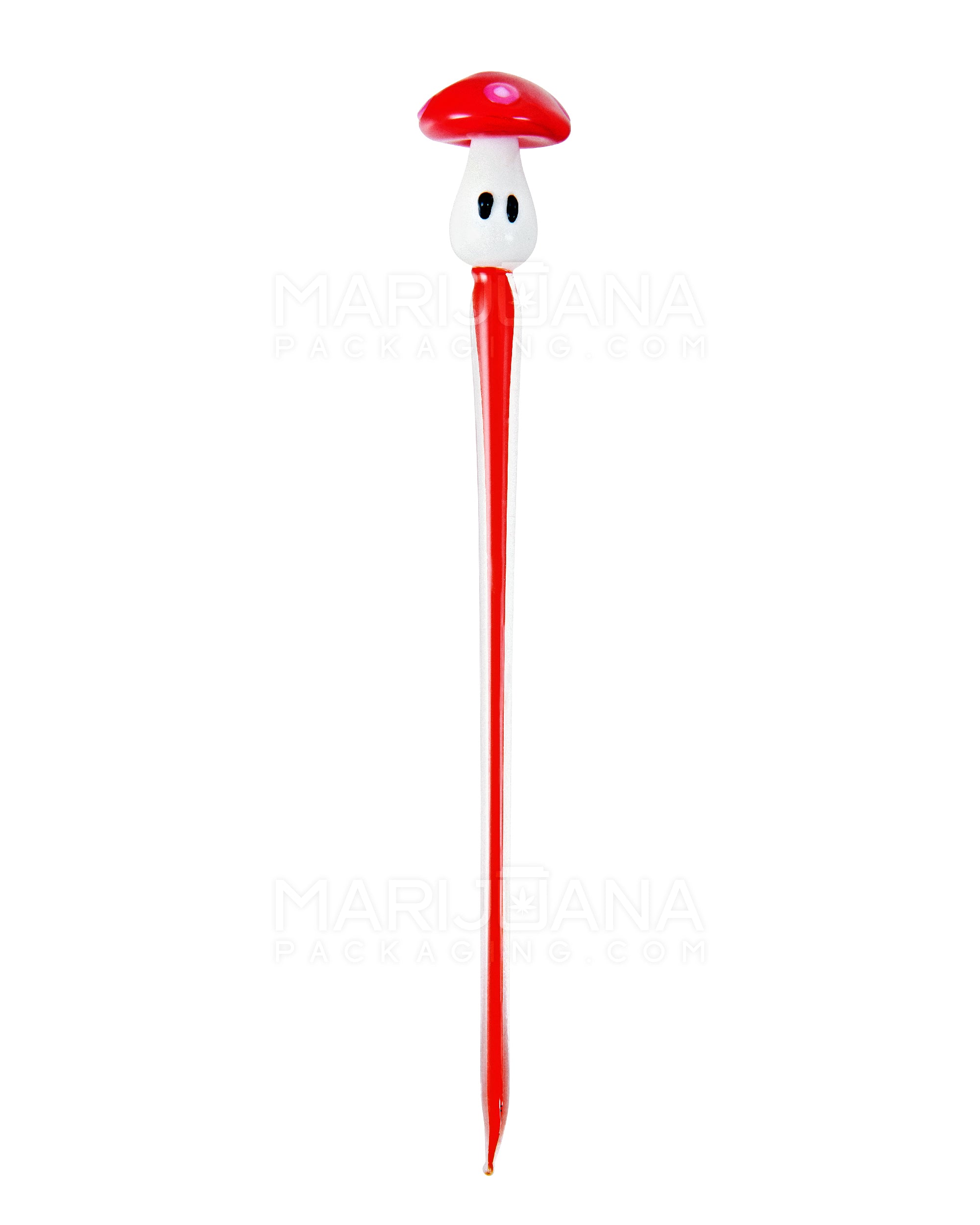 Red Mushroom Face Pointed Dab Tool 4.5in Glass