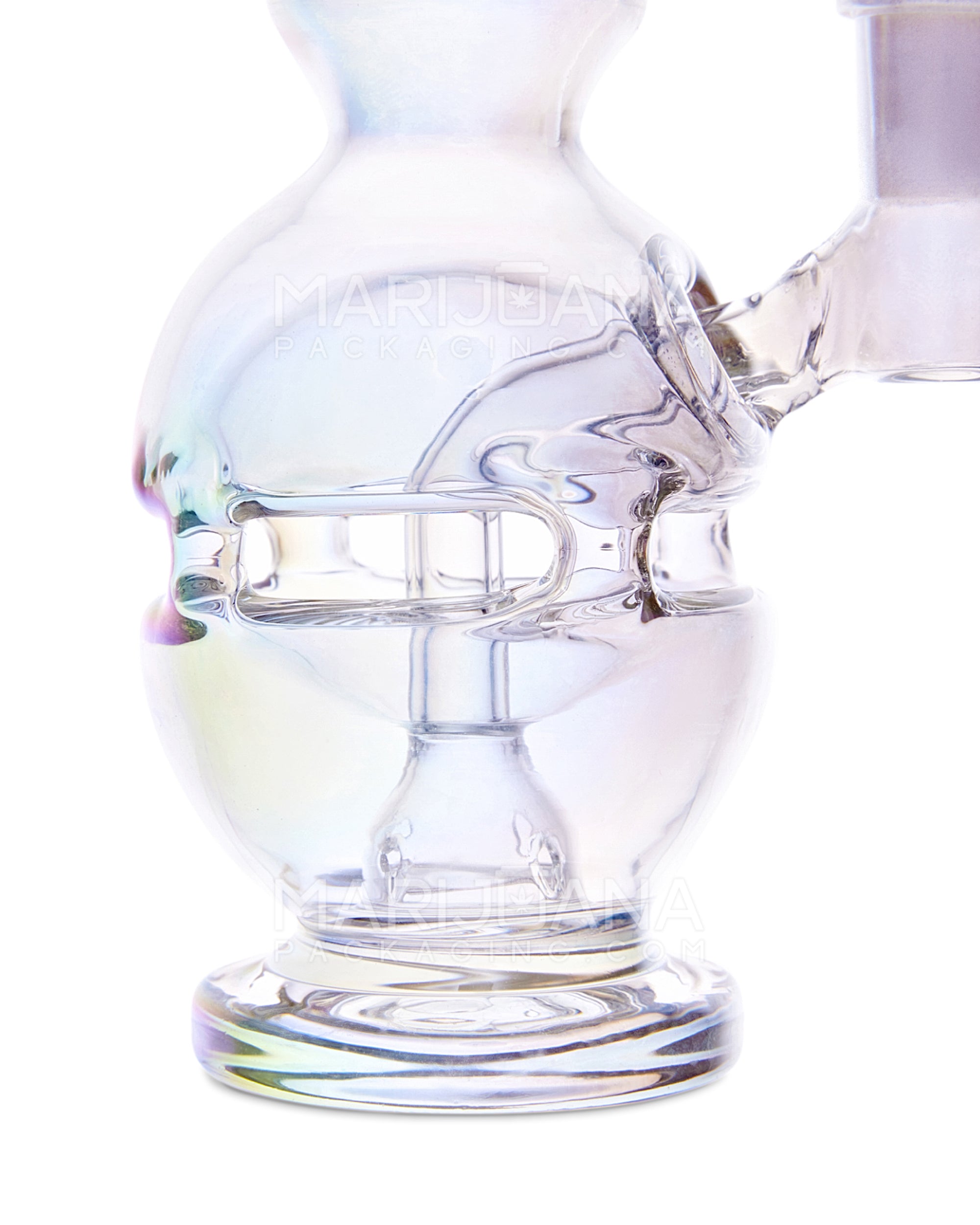 Bent Neck Glass Faberge Egg Dab Rig w/ Thick Base | 5in Tall - 10mm Banger - Iridescent