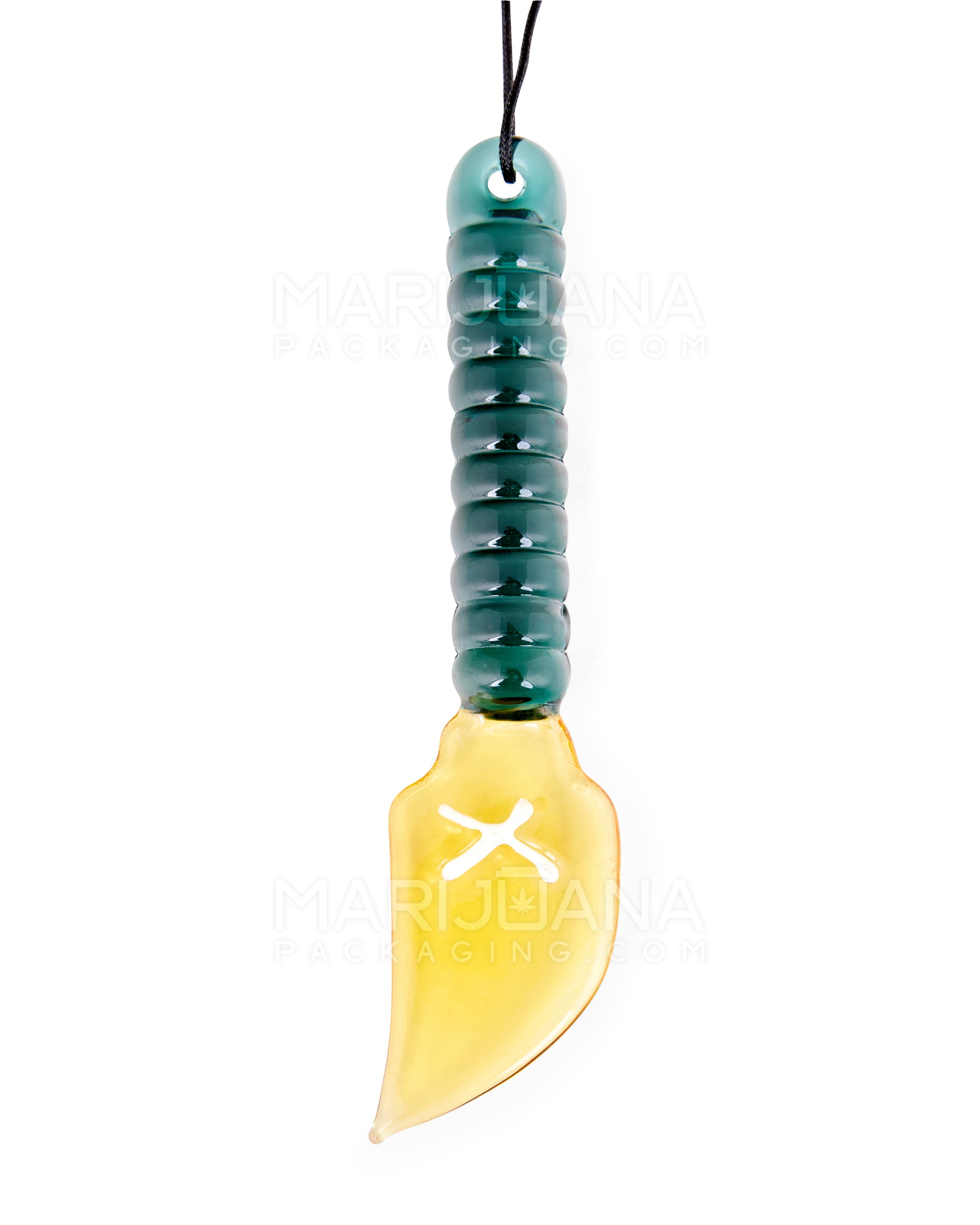Long Hunting Spear Pendant Dab Tool w/ Necklace Strings | 4in Long - Glass - Assorted