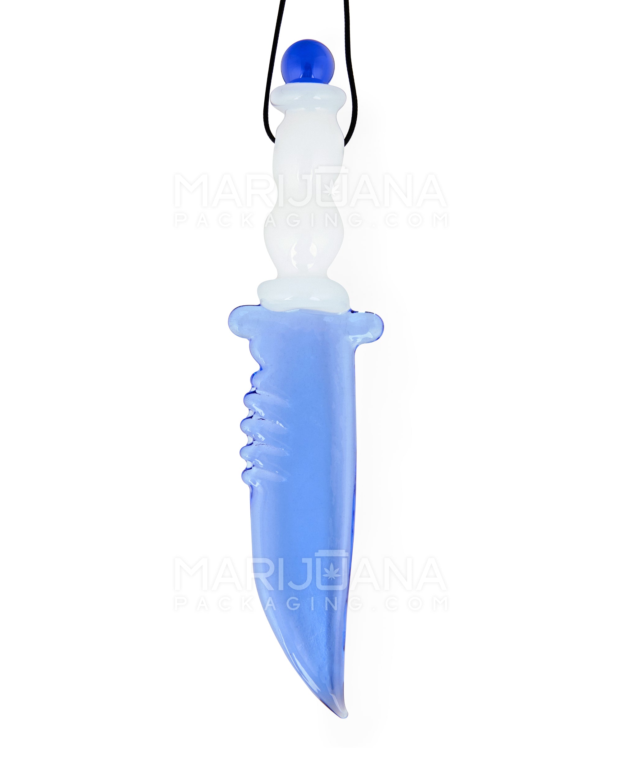 Hunting Knife Pendant Dab Tool  w/ Necklace Strings | 5in Long - Glass - Assorted