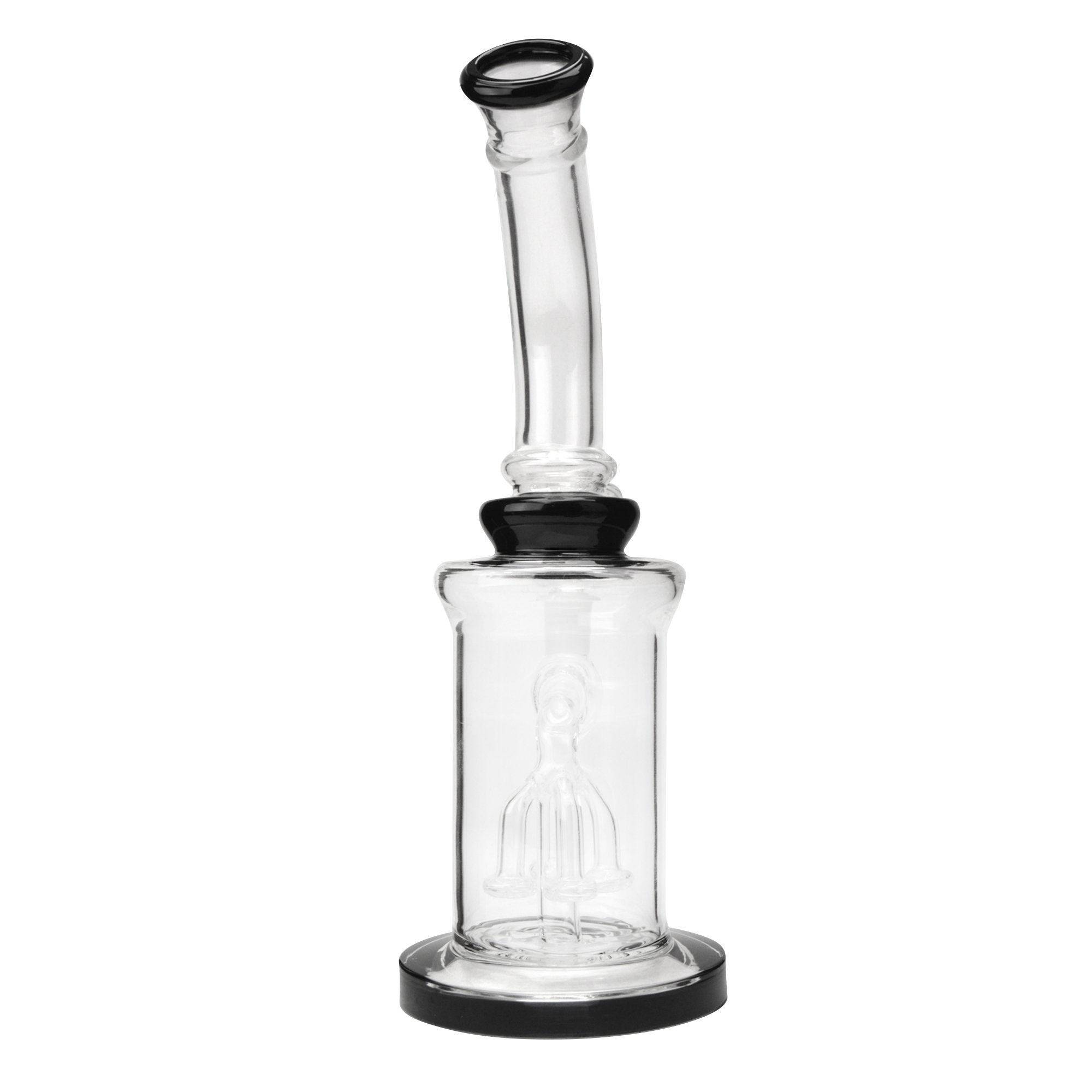 Bent Neck Fruit Tree Perc Glass Bell Glass Water Pipe w/ Thick Base | 10in Tall - 14mm Bowl - Black - 4