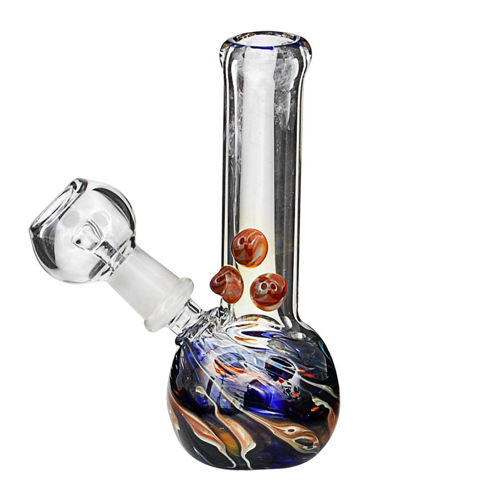 USA Glass | Straight Neck Raked Glass Egg Dab Rig w/ Triple Knockers | 4in Tall - 10mm Dome & Nail - Assorted - 5