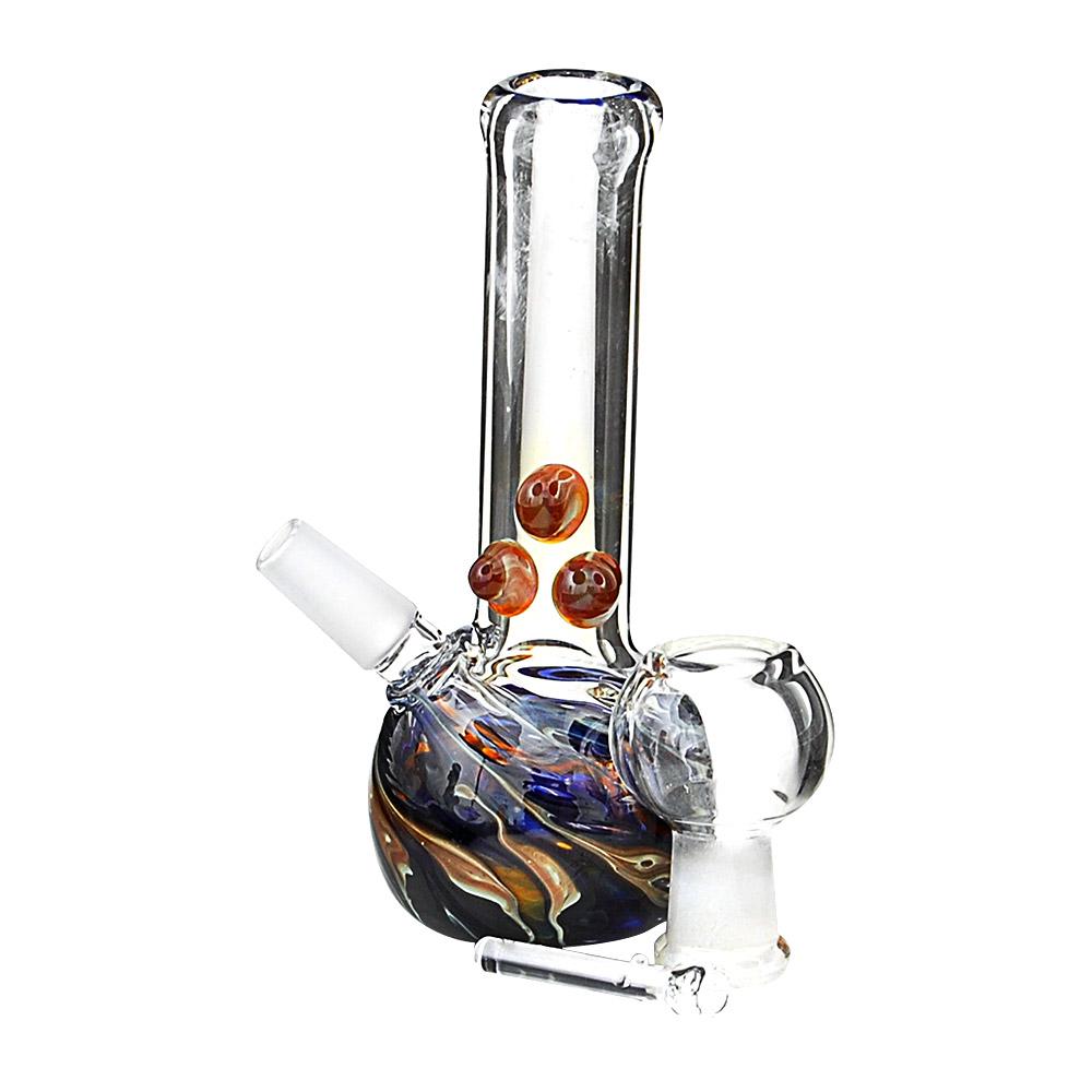USA Glass | Straight Neck Raked Glass Egg Dab Rig w/ Triple Knockers | 4in Tall - 10mm Dome & Nail - Assorted - 4