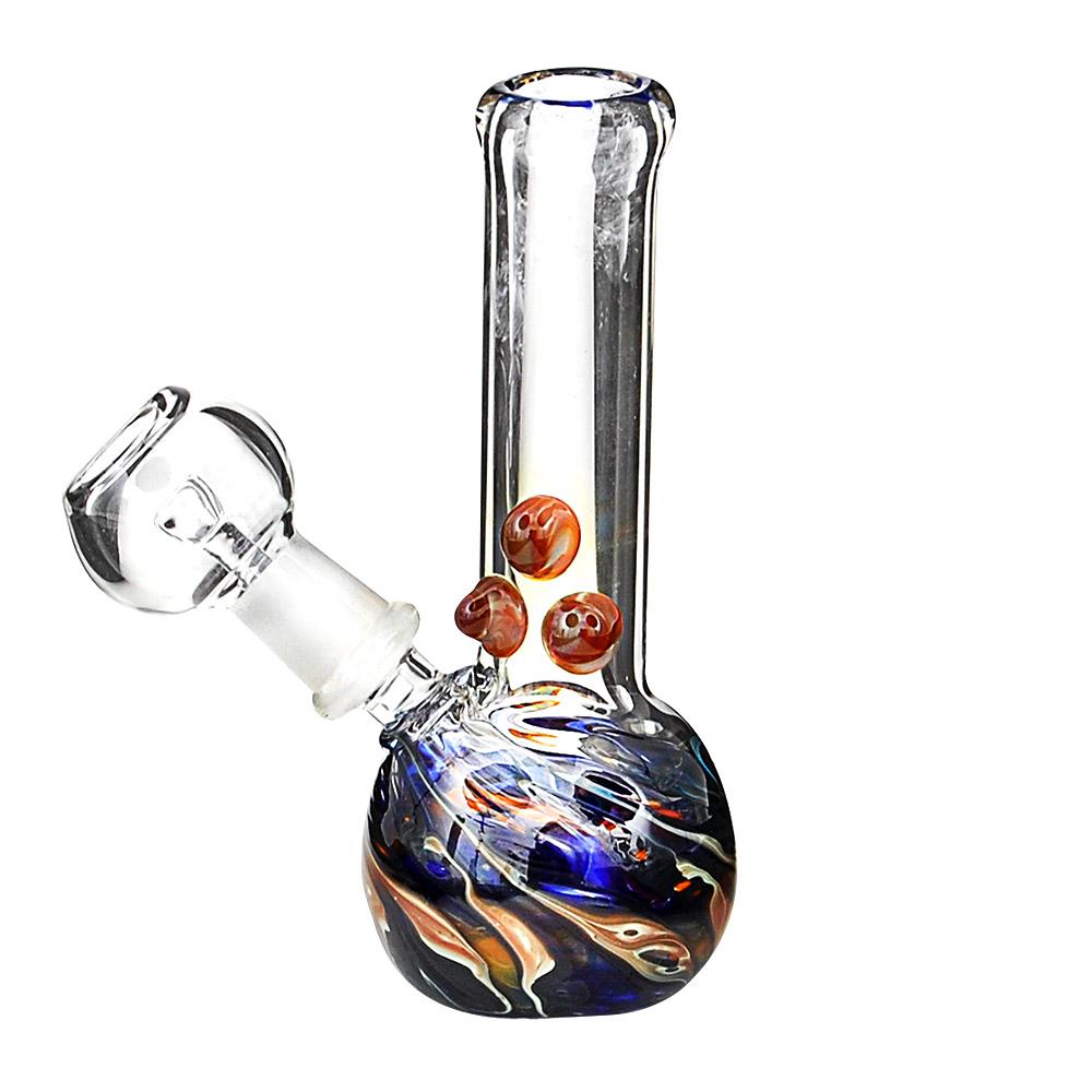 USA Glass | Straight Neck Raked Glass Egg Dab Rig w/ Triple Knockers | 4in Tall - 10mm Dome & Nail - Assorted - 1