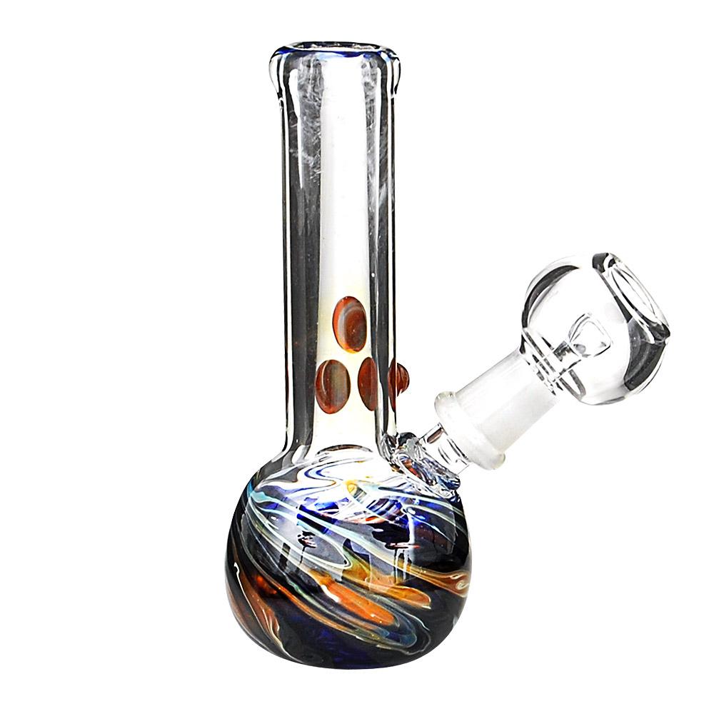 USA Glass | Straight Neck Raked Glass Egg Dab Rig w/ Triple Knockers | 4in Tall - 10mm Dome & Nail - Assorted - 3