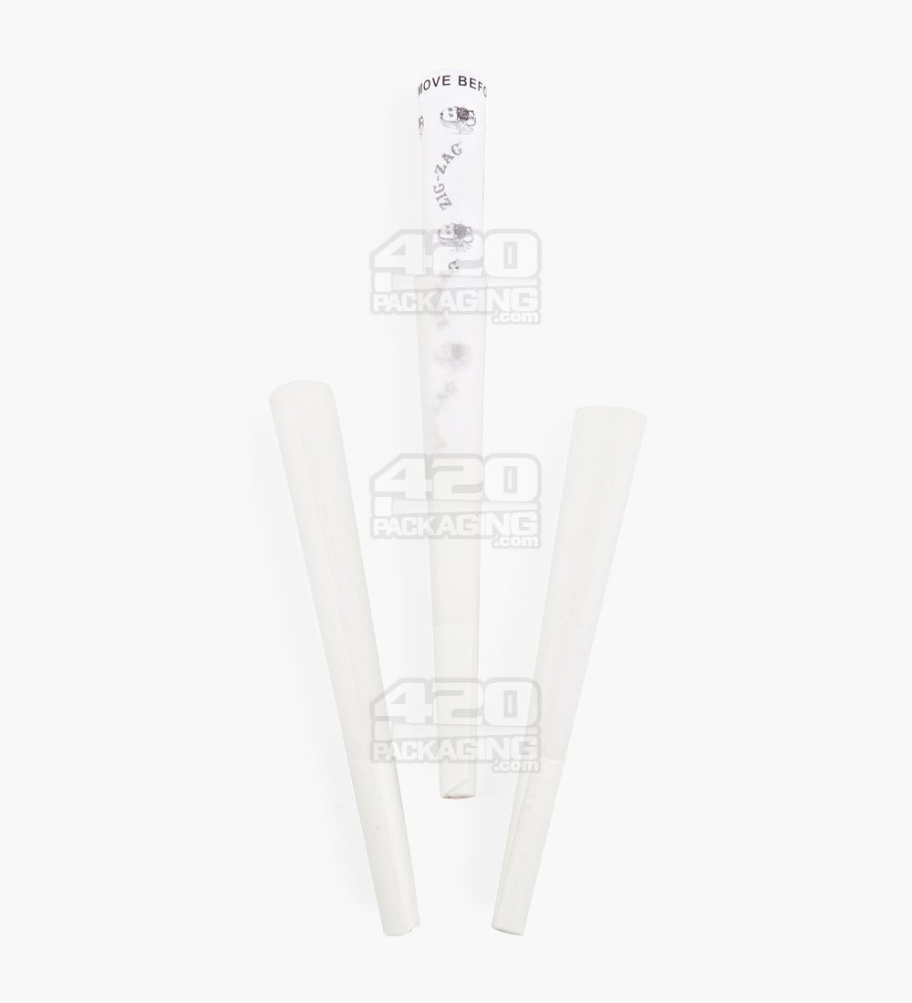 Zig Zag 84mm 1 1/4 Size Ultra Thin Paper Pre Rolled Cones w/ Blank Tips 900/Box - 3