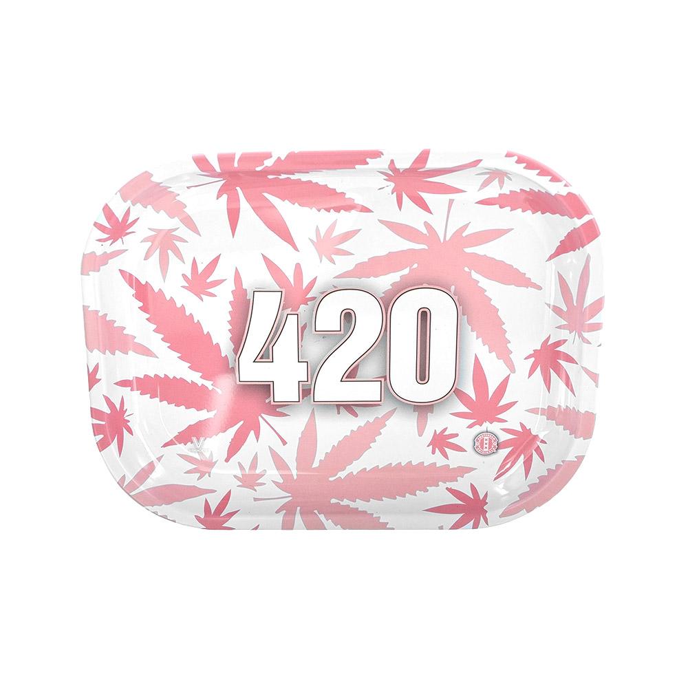 420 Pink Leaf Rolling Tray | 7in x 5.5in - Medium - Metal - 2