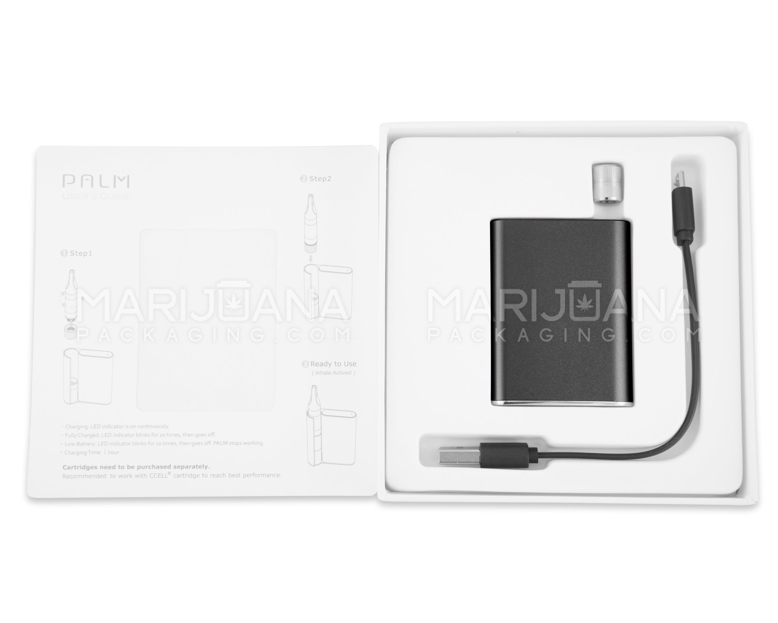 CCELL | Palm Vape Battery with USB Charger | 500mAh - Black - 510 Thread - 10