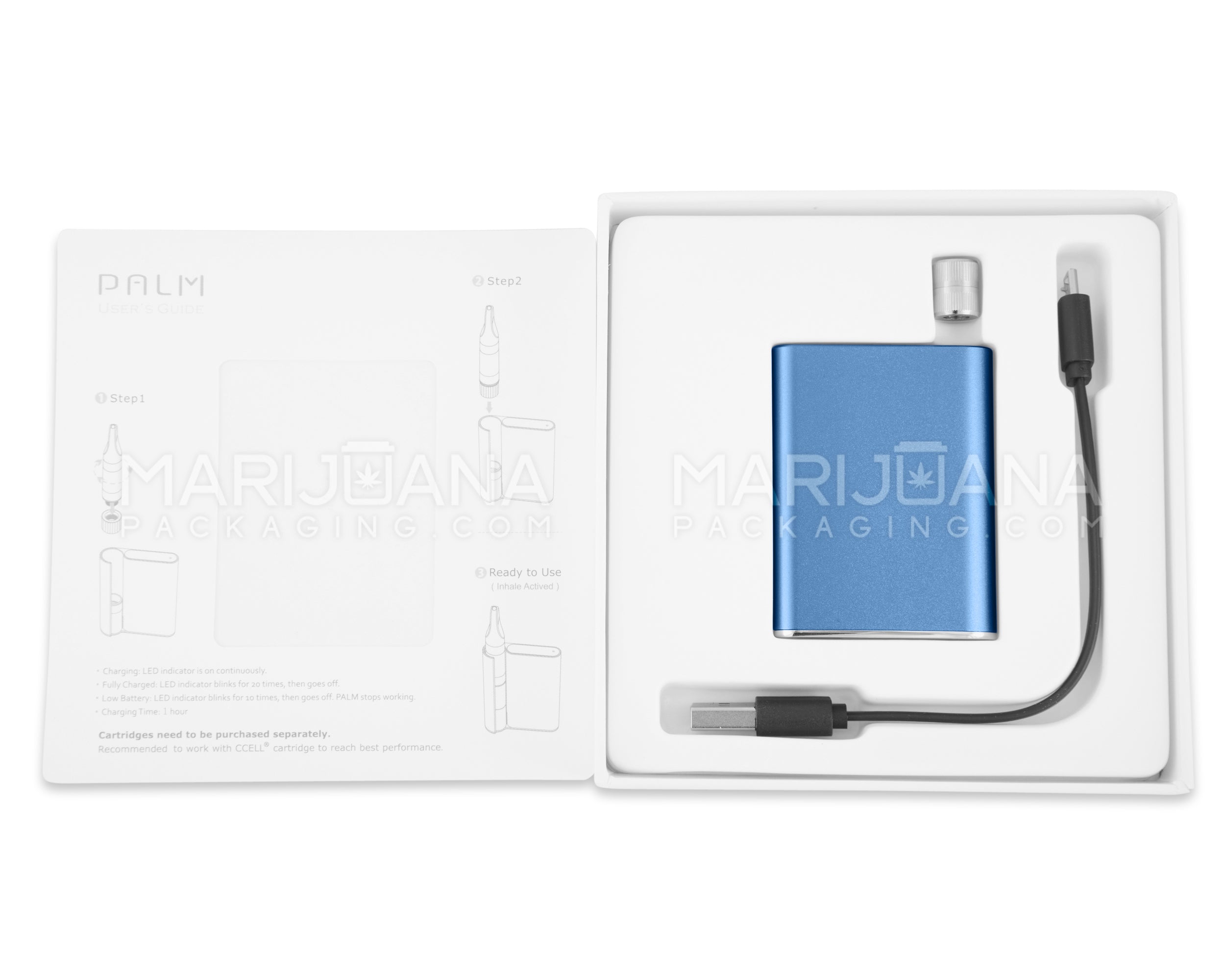 CCELL | Palm Vape Battery with USB Charger | 500mAh - Blue - 510 Thread - 10