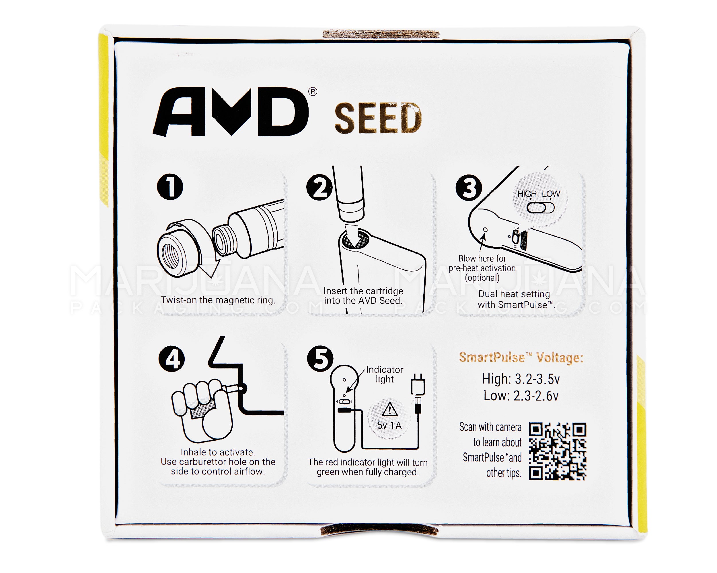 AVD | Plum Seed Vape Battery | 350mAh - Black - 510 Thread - 8