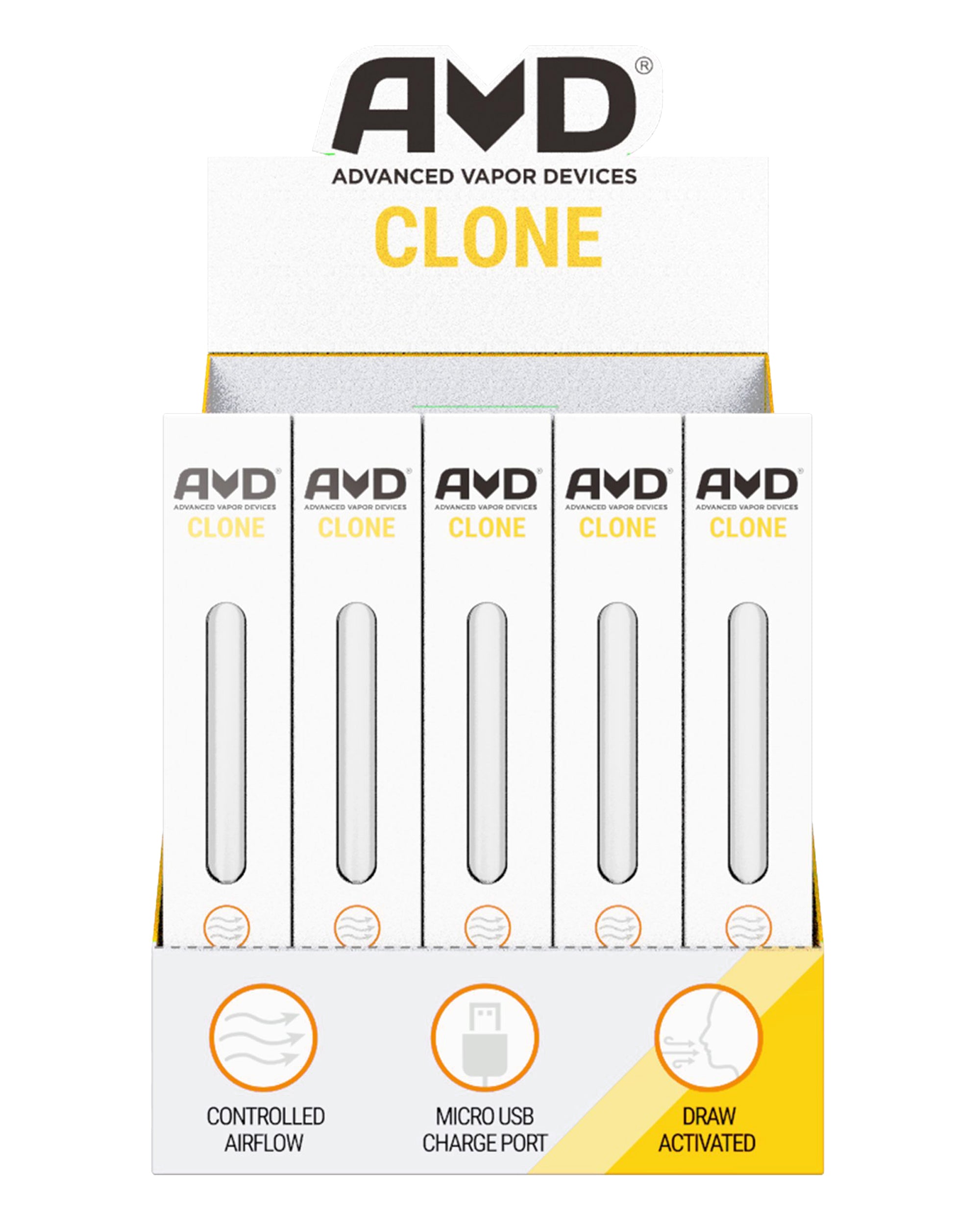 AVD | 'Retail Display' Clone Vape Batteries | 350mAh - White - 25 Count - 1