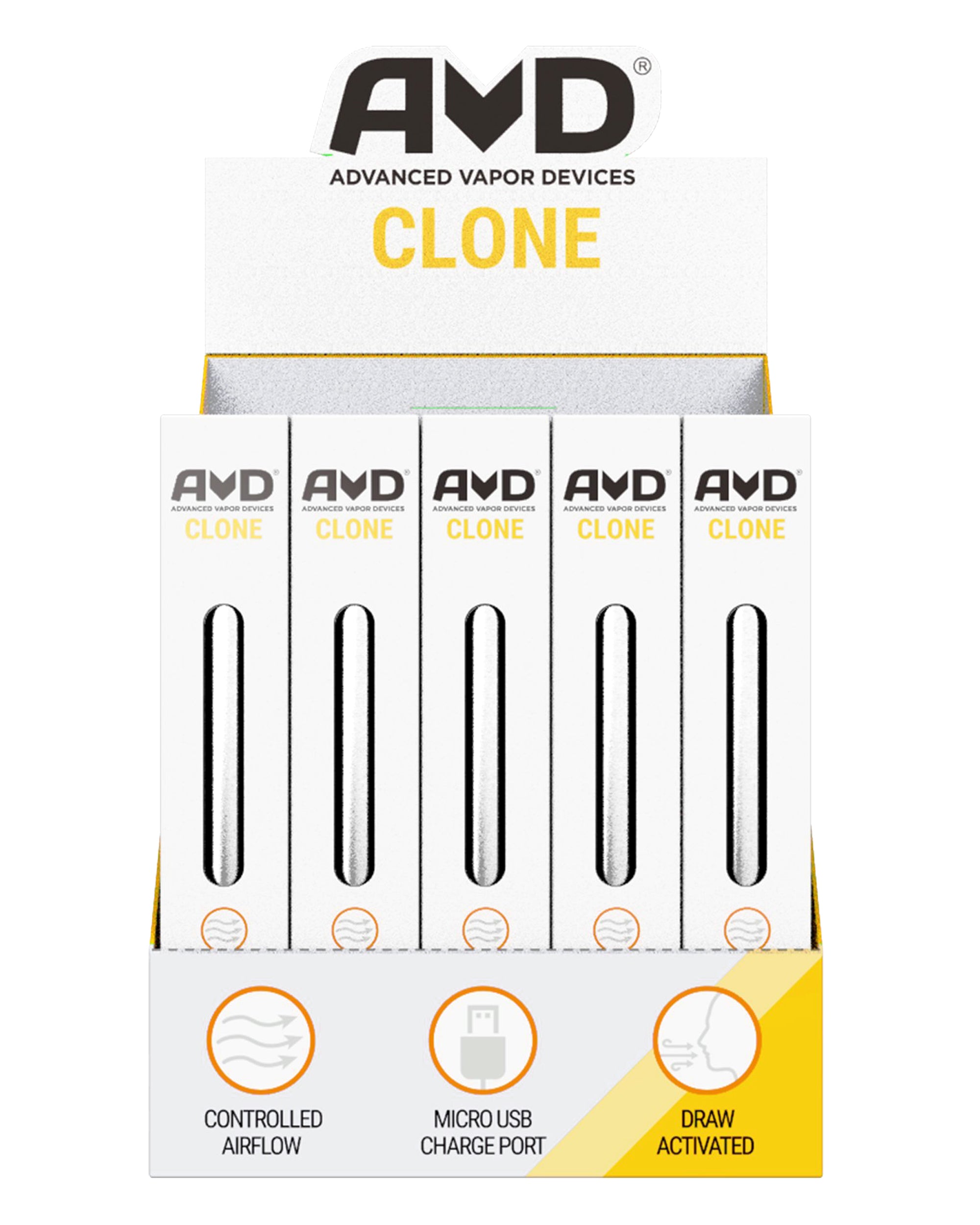 AVD | 'Retail Display' Clone Vape Batteries | 350mAh - Silver - 25 Count - 1