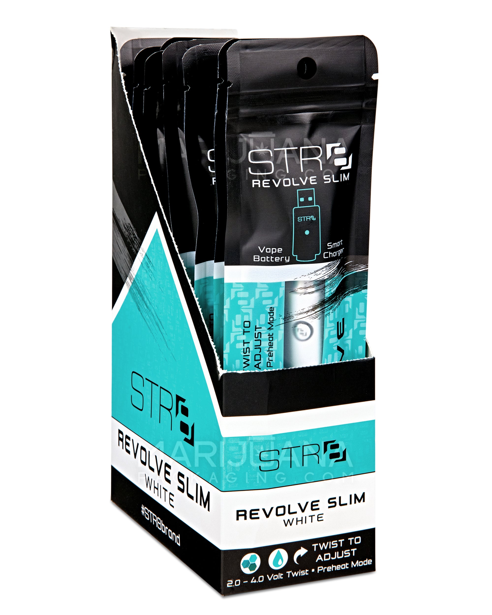 STR8 | Revolve Slim Vape Batteries with Charger | 320mAh - White - 10 Count - 1